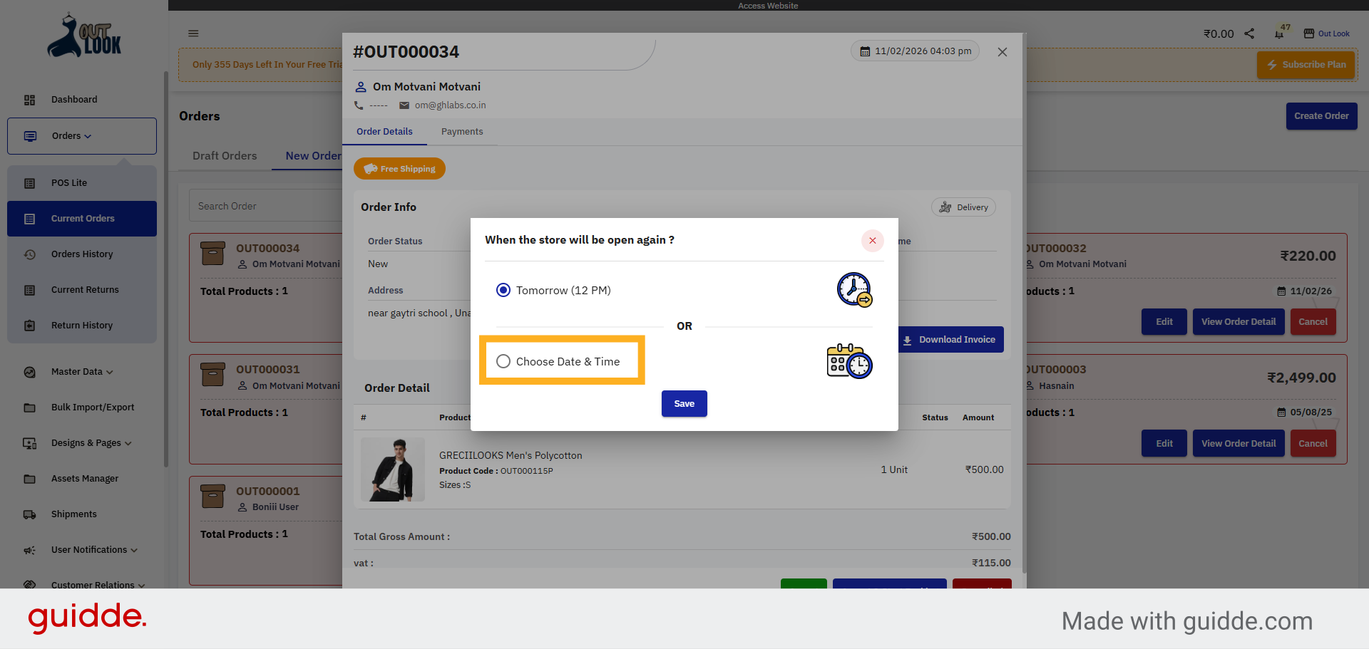 Open Date & Time Picker