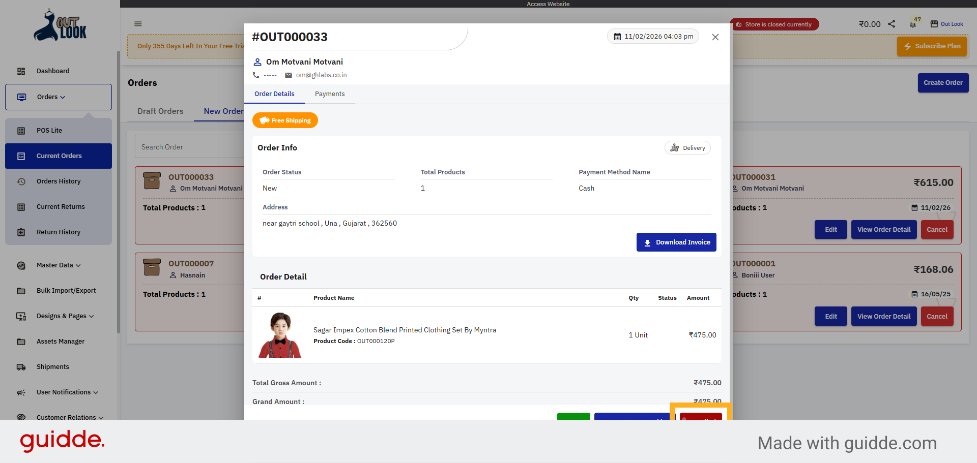 Select Cancelled Status