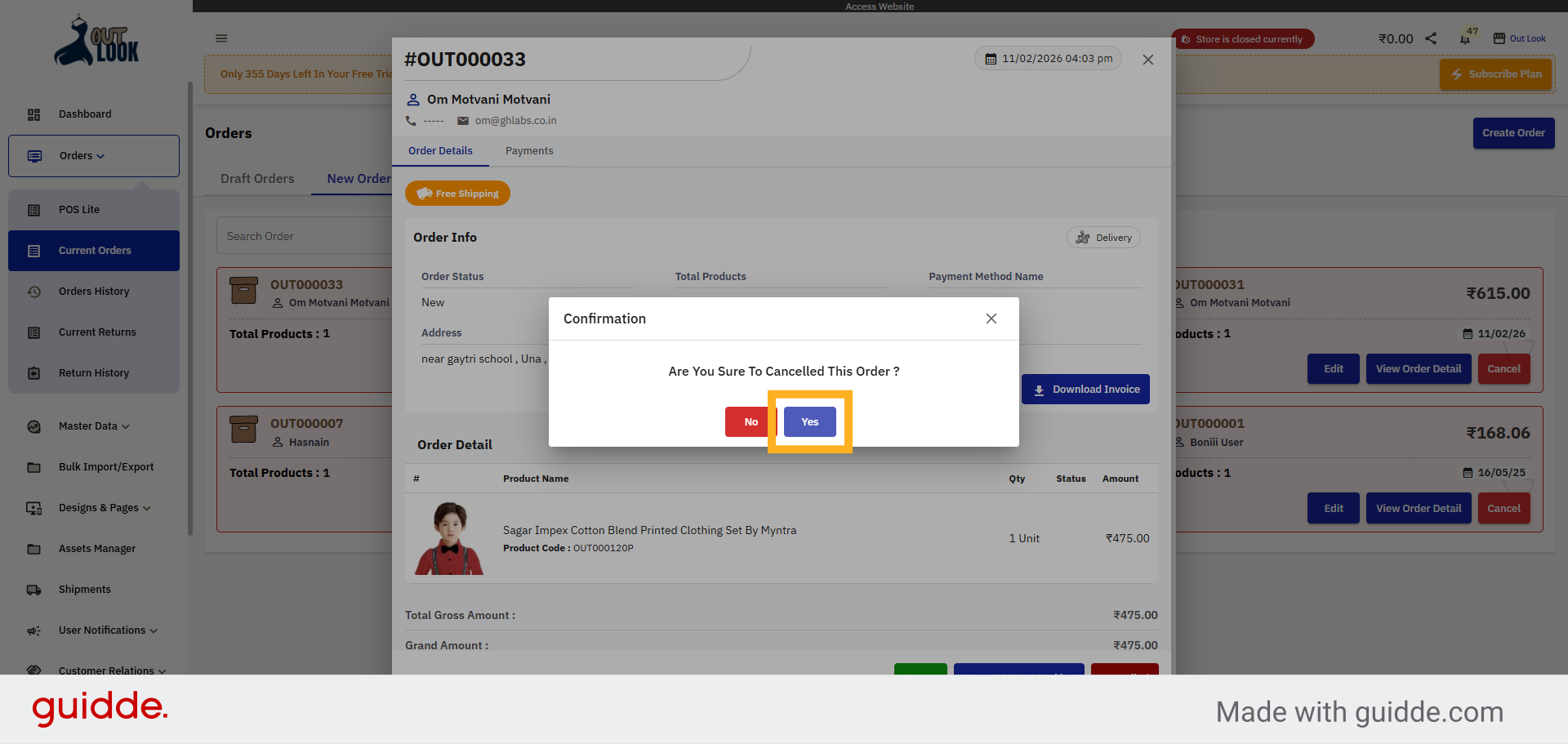 Confirm Cancellation