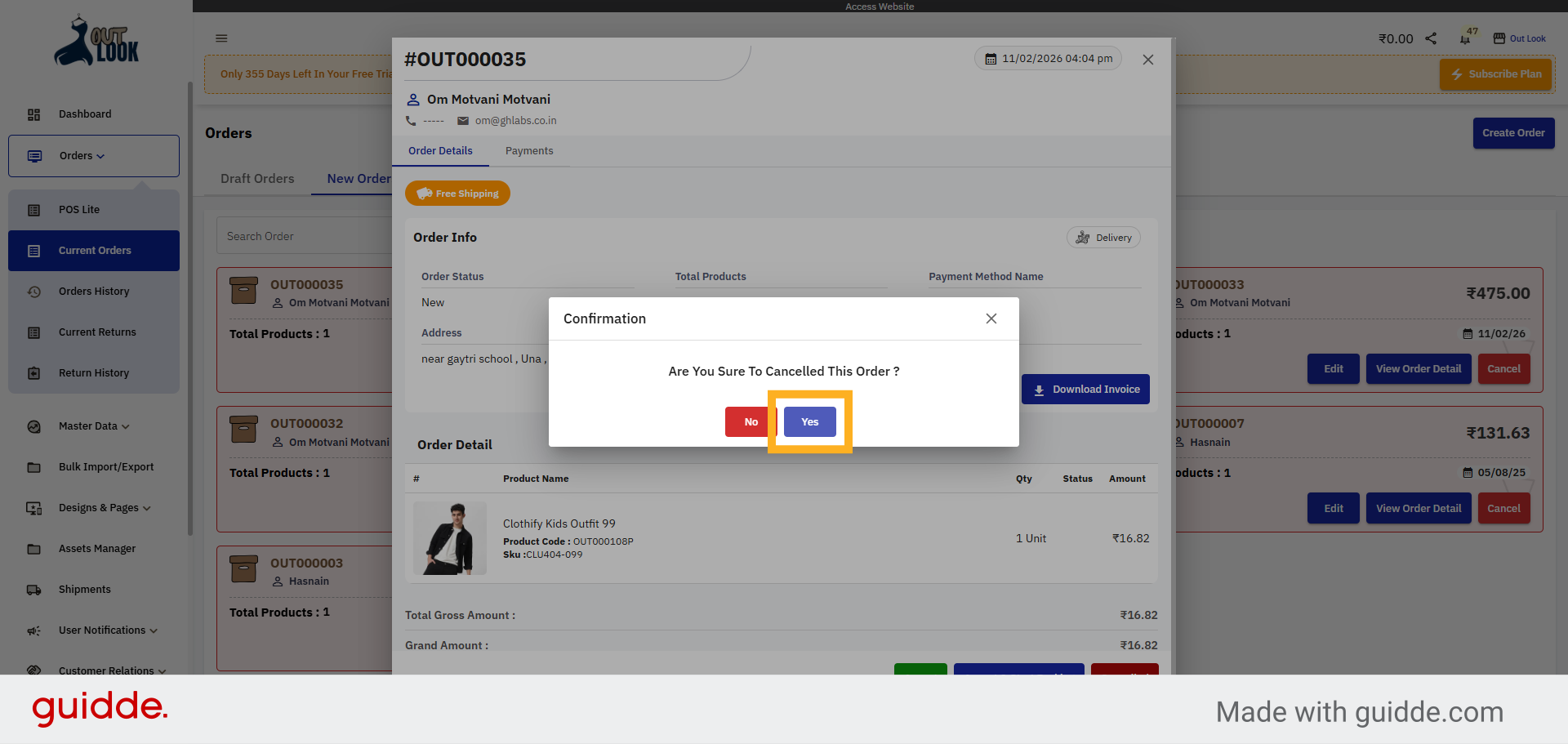 Confirm Cancellation