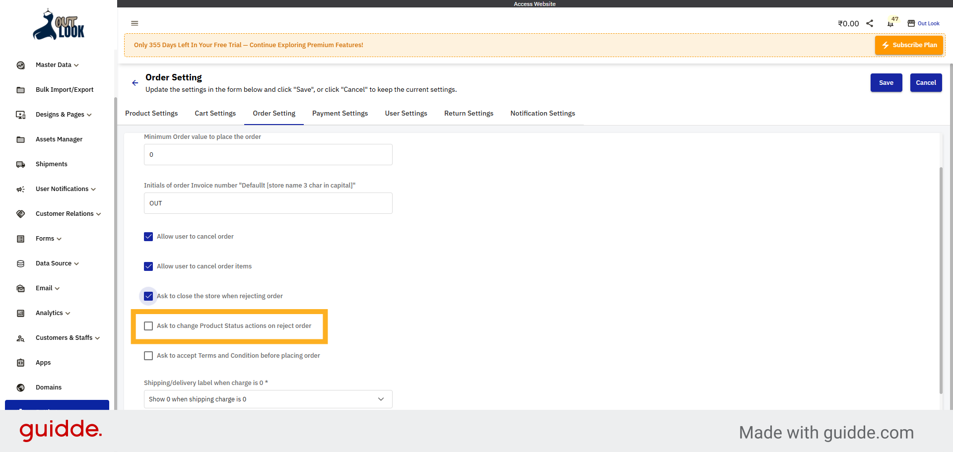 Enable Product Status Change