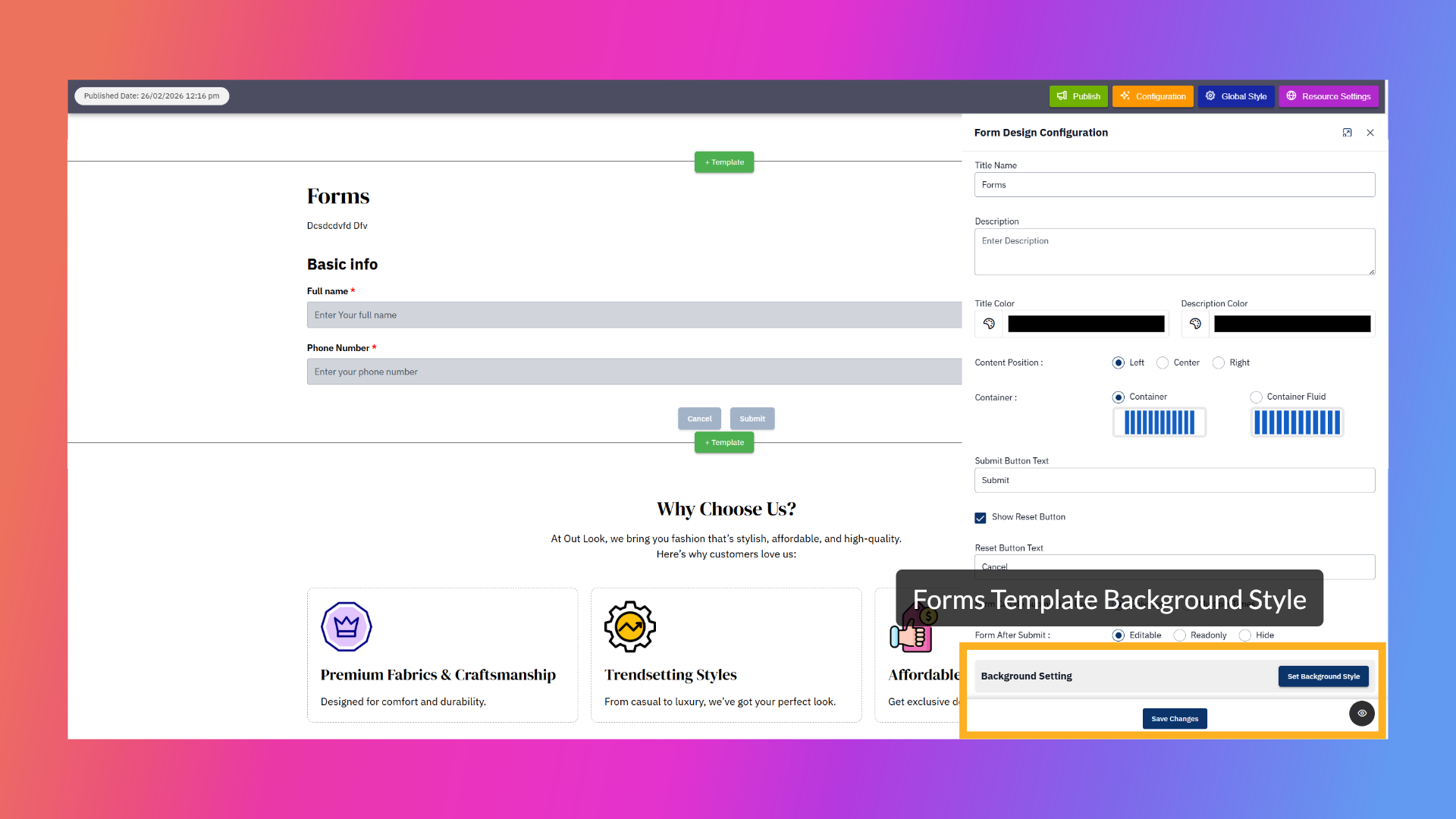 Forms Template Background Style