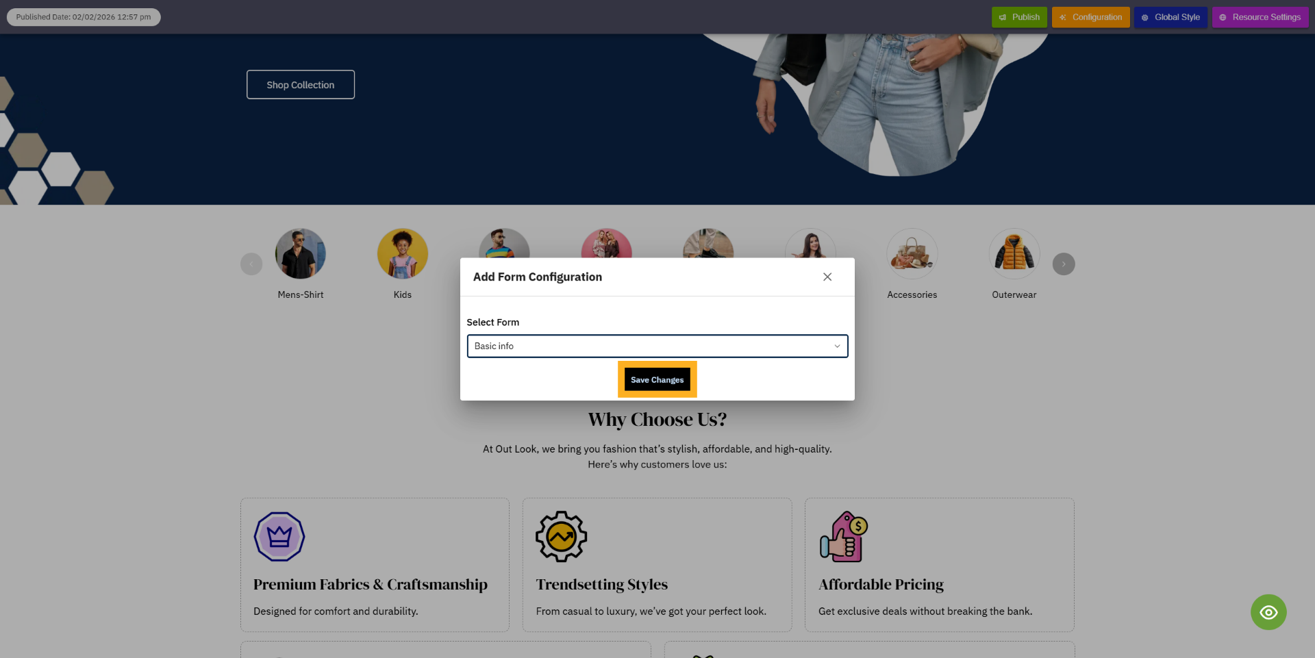 Save Template Changes