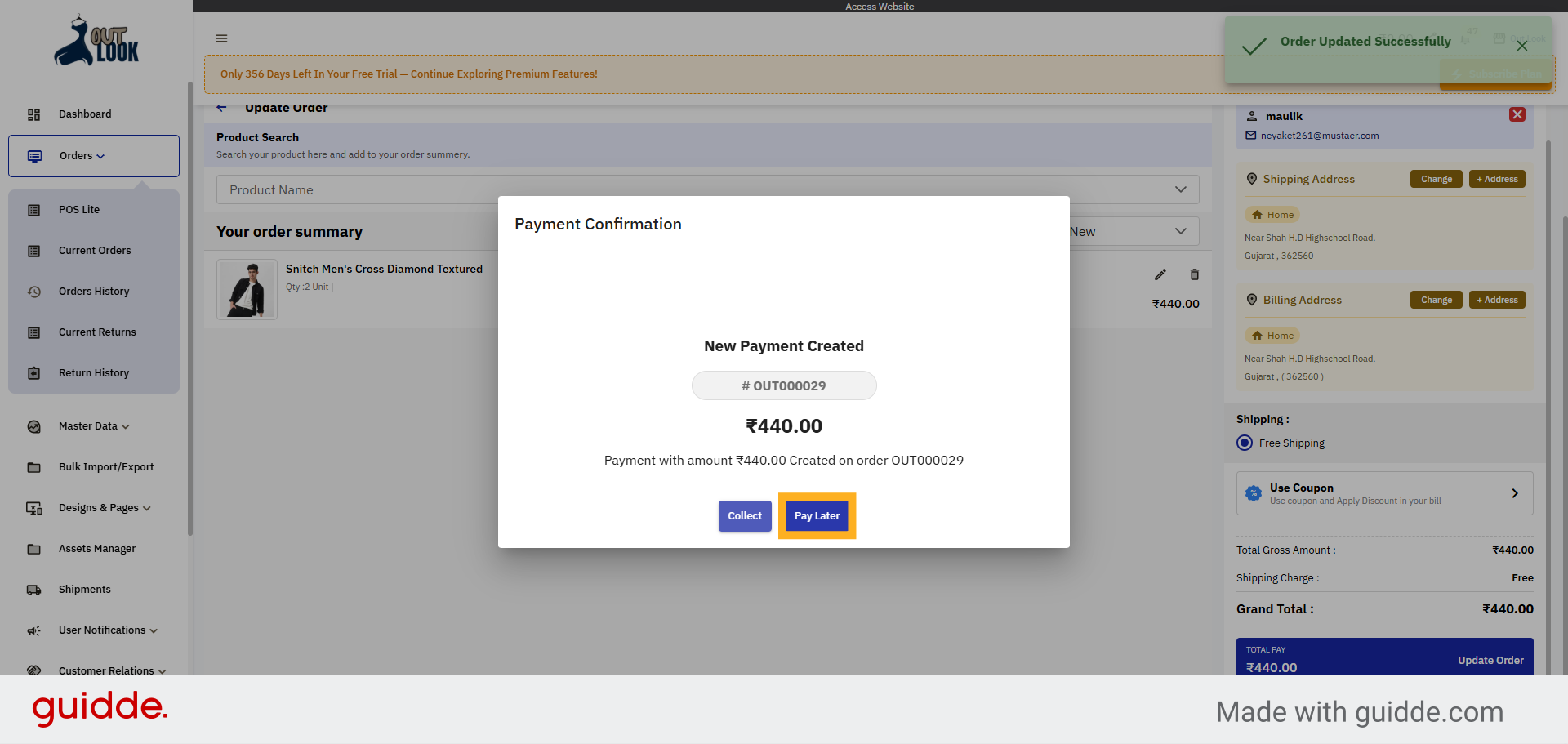 Select Pay Later Option