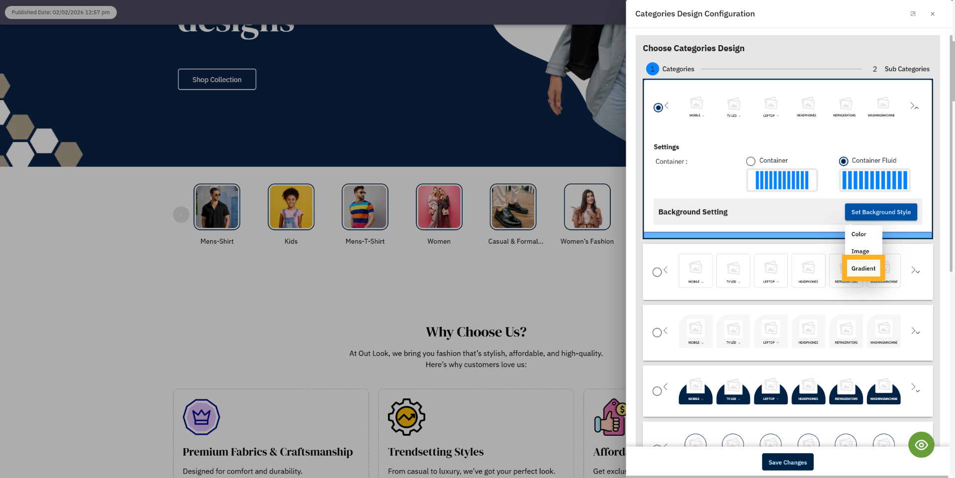 Select Gradient Background