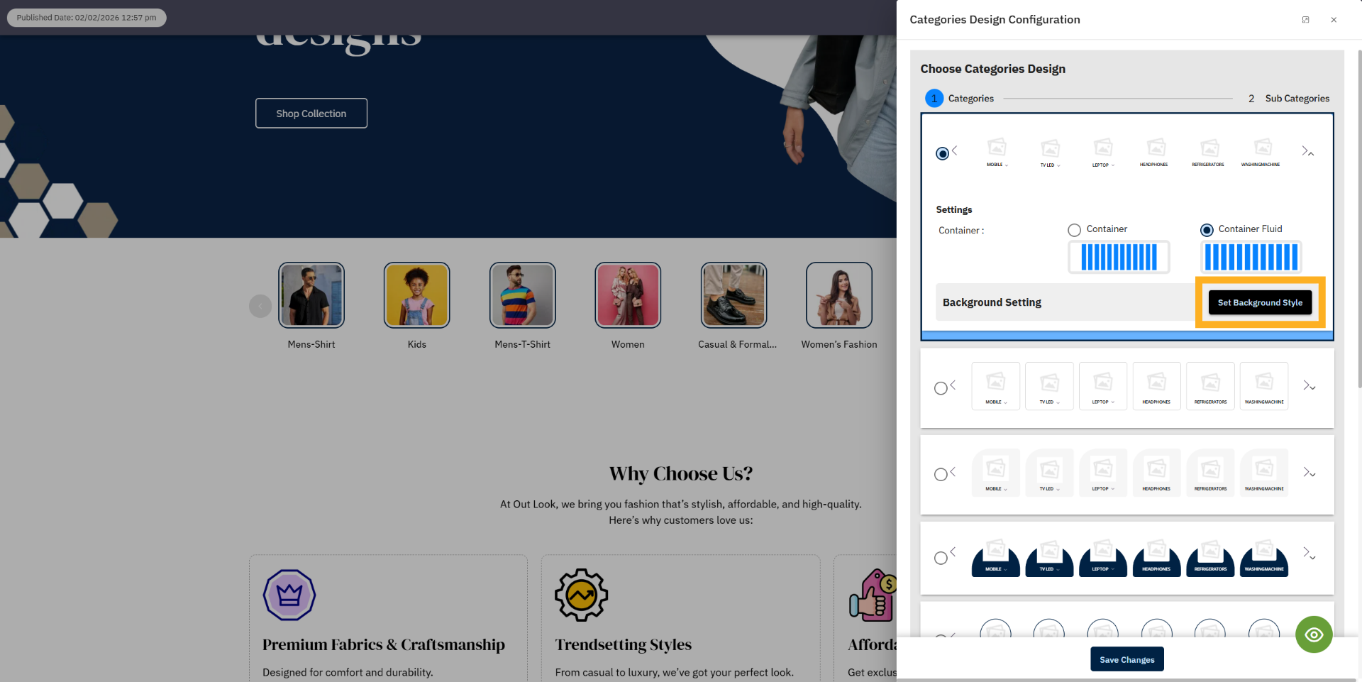 Reopen Background Style Menu