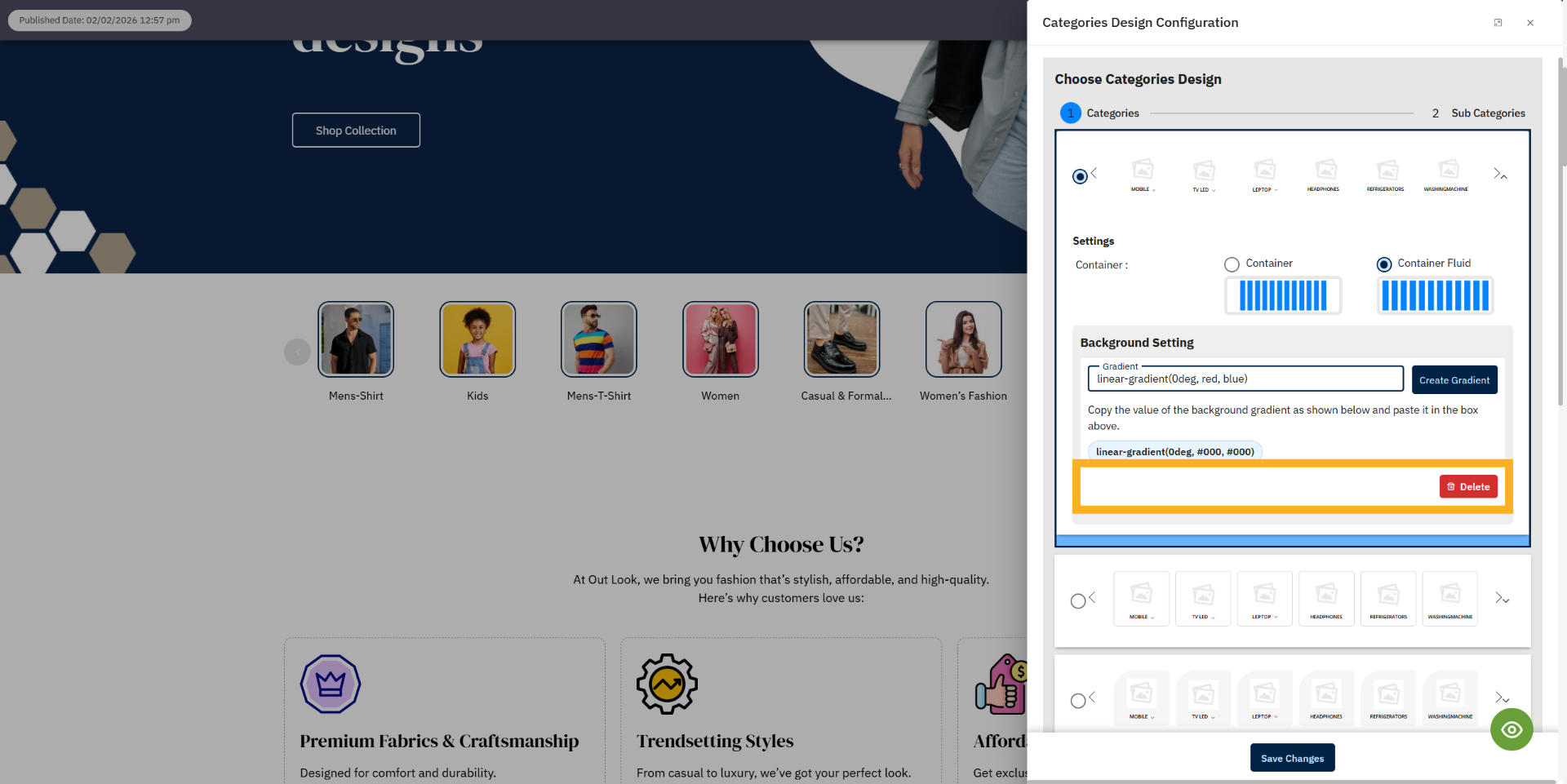 Delete Gradient Background
