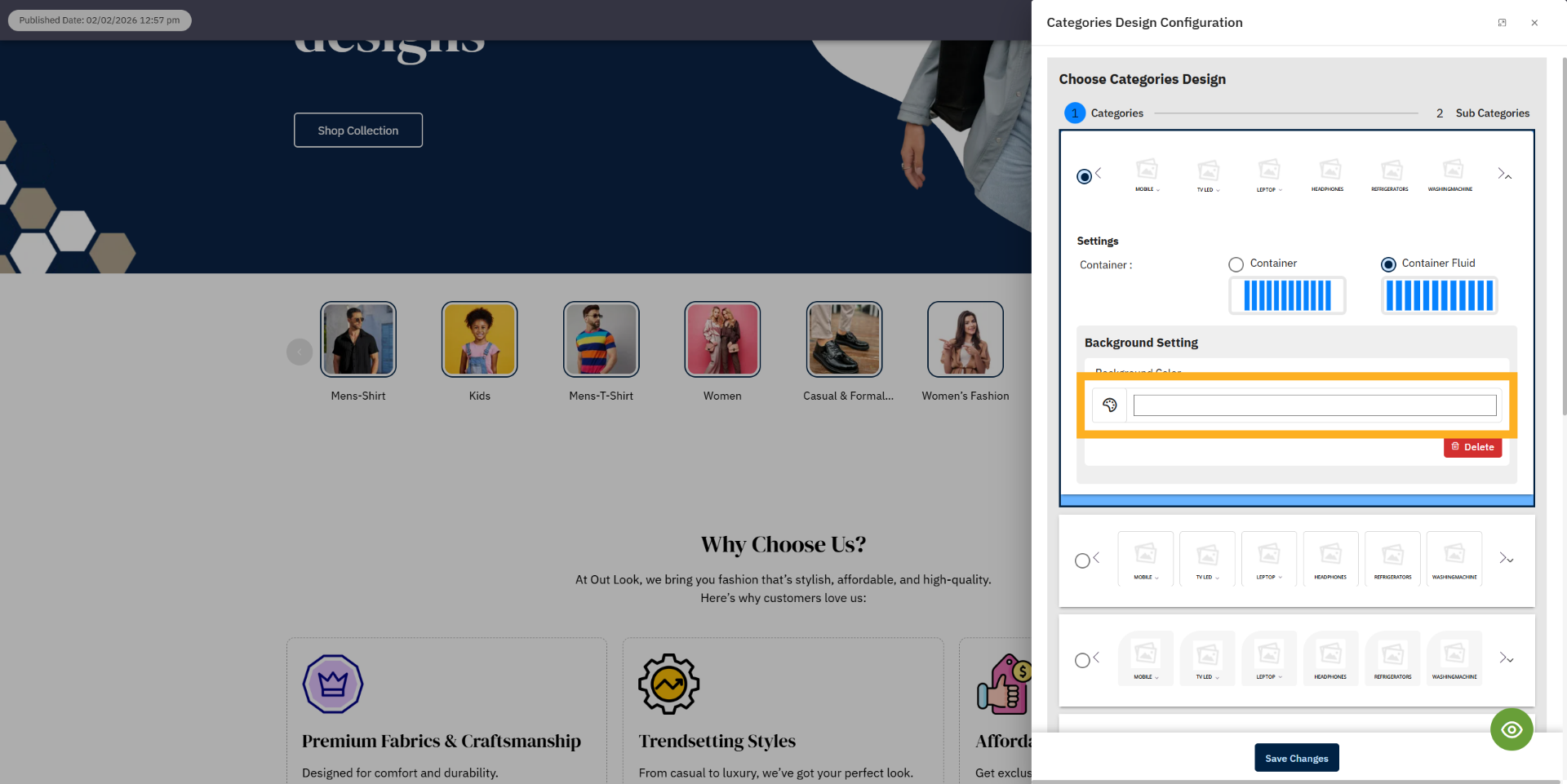 Select Background Color Field