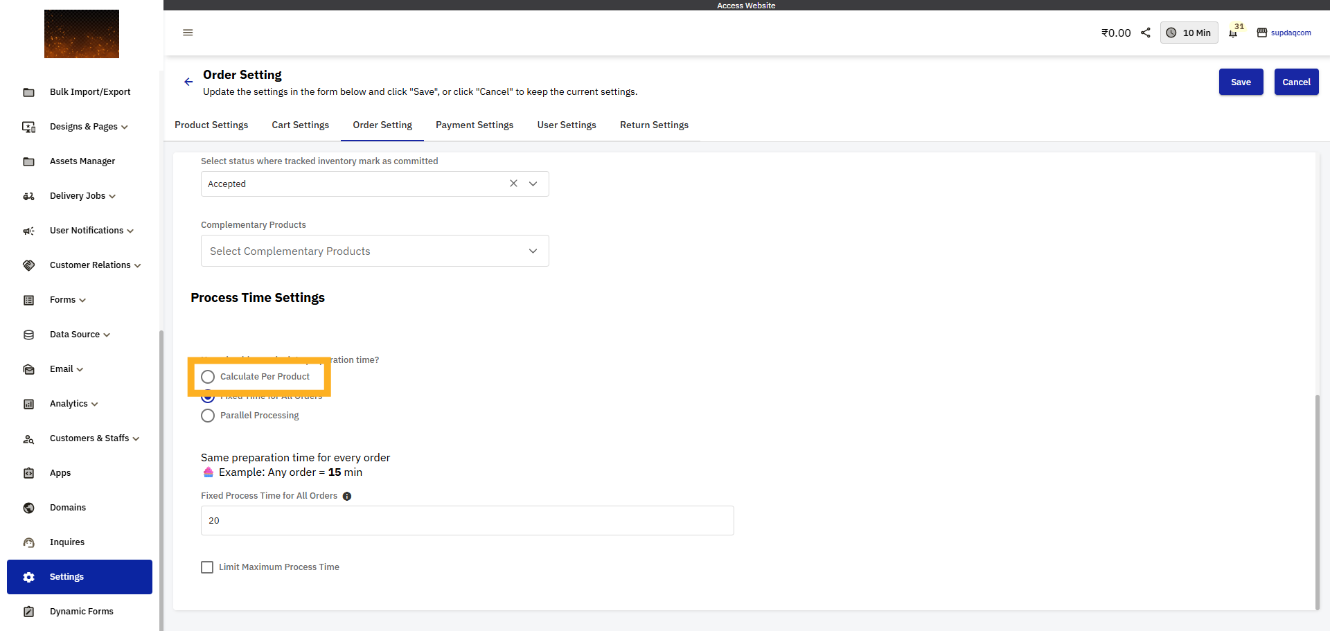 Enable Per Product Calculation