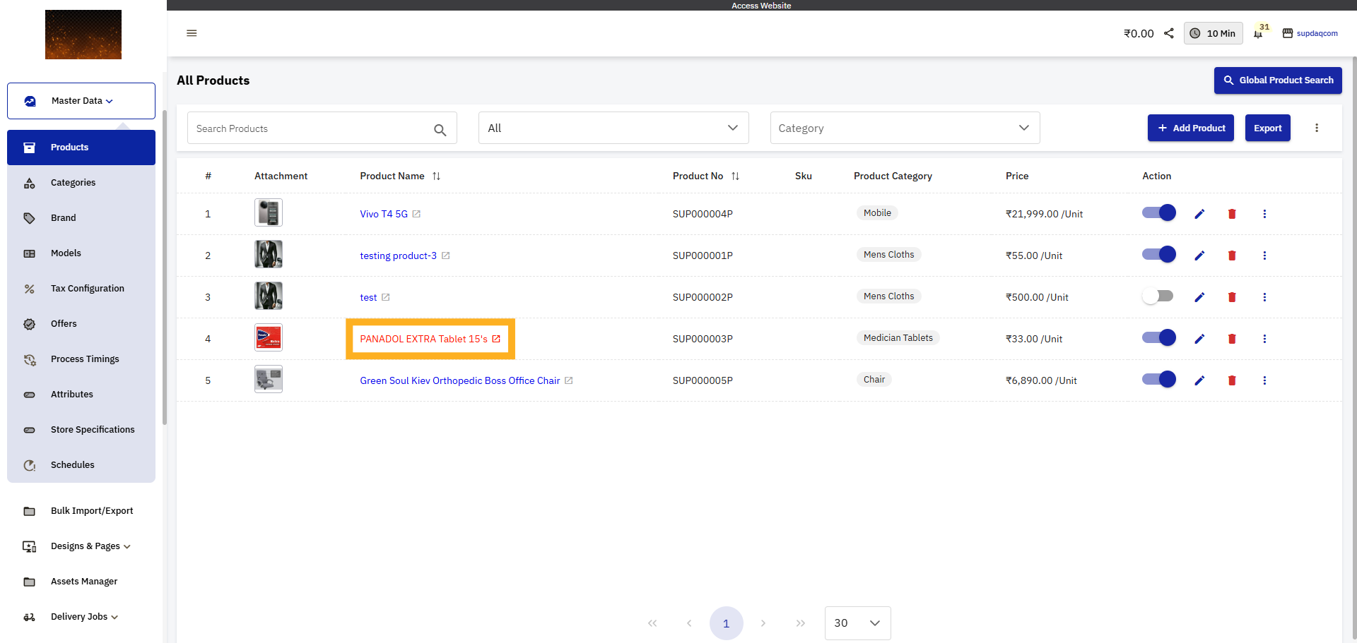Open Product Details