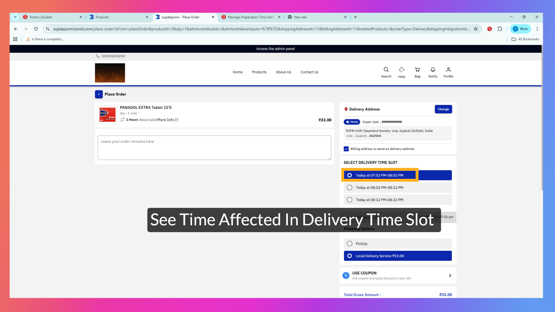 View Time Effect on Delivery Slot