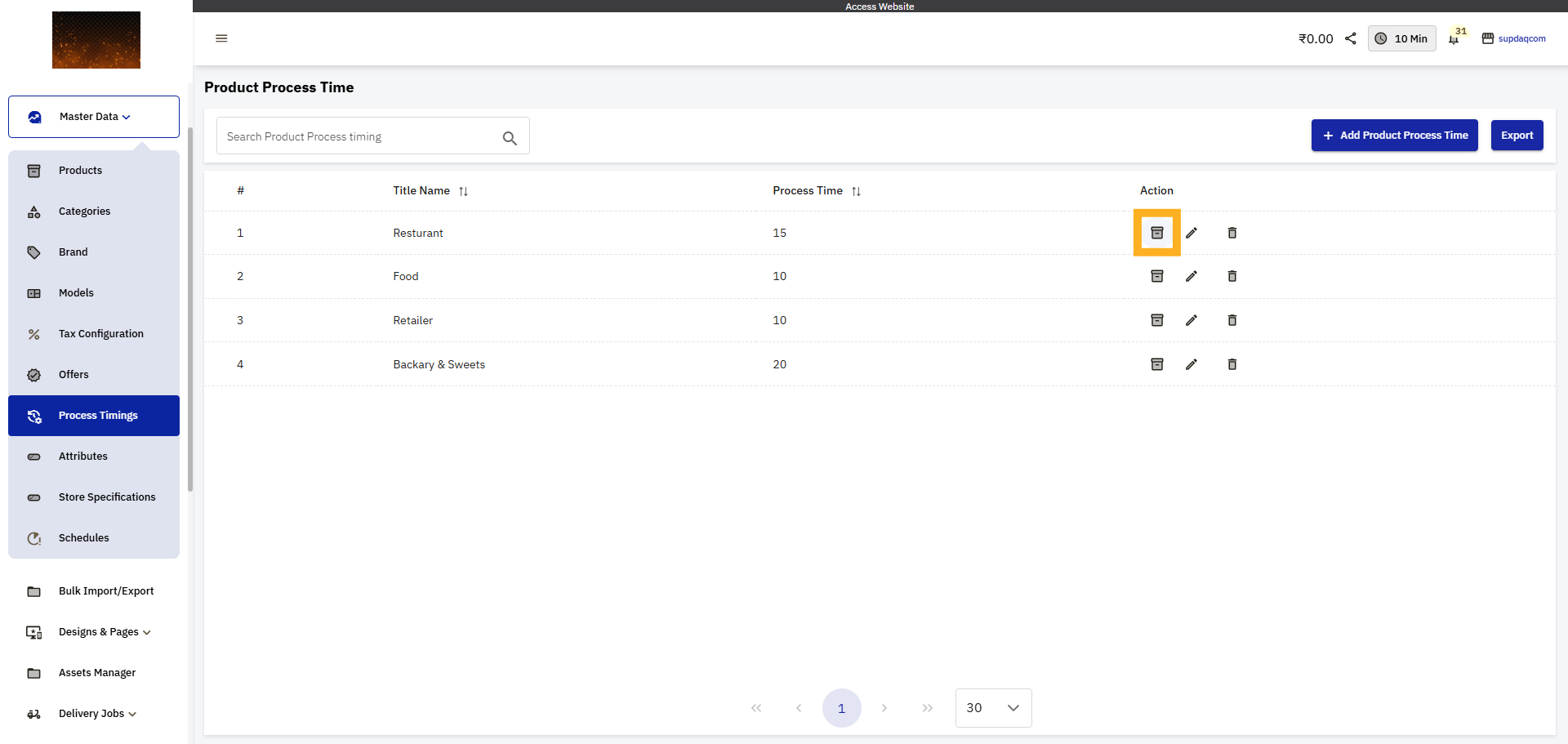 Return to Product Process Timing