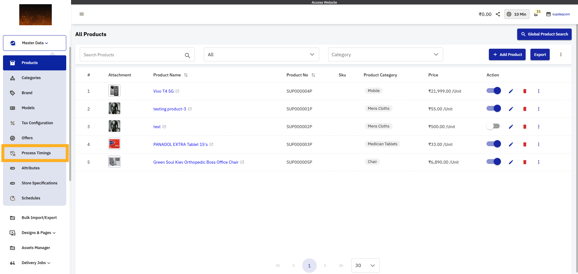 Access Process Timings