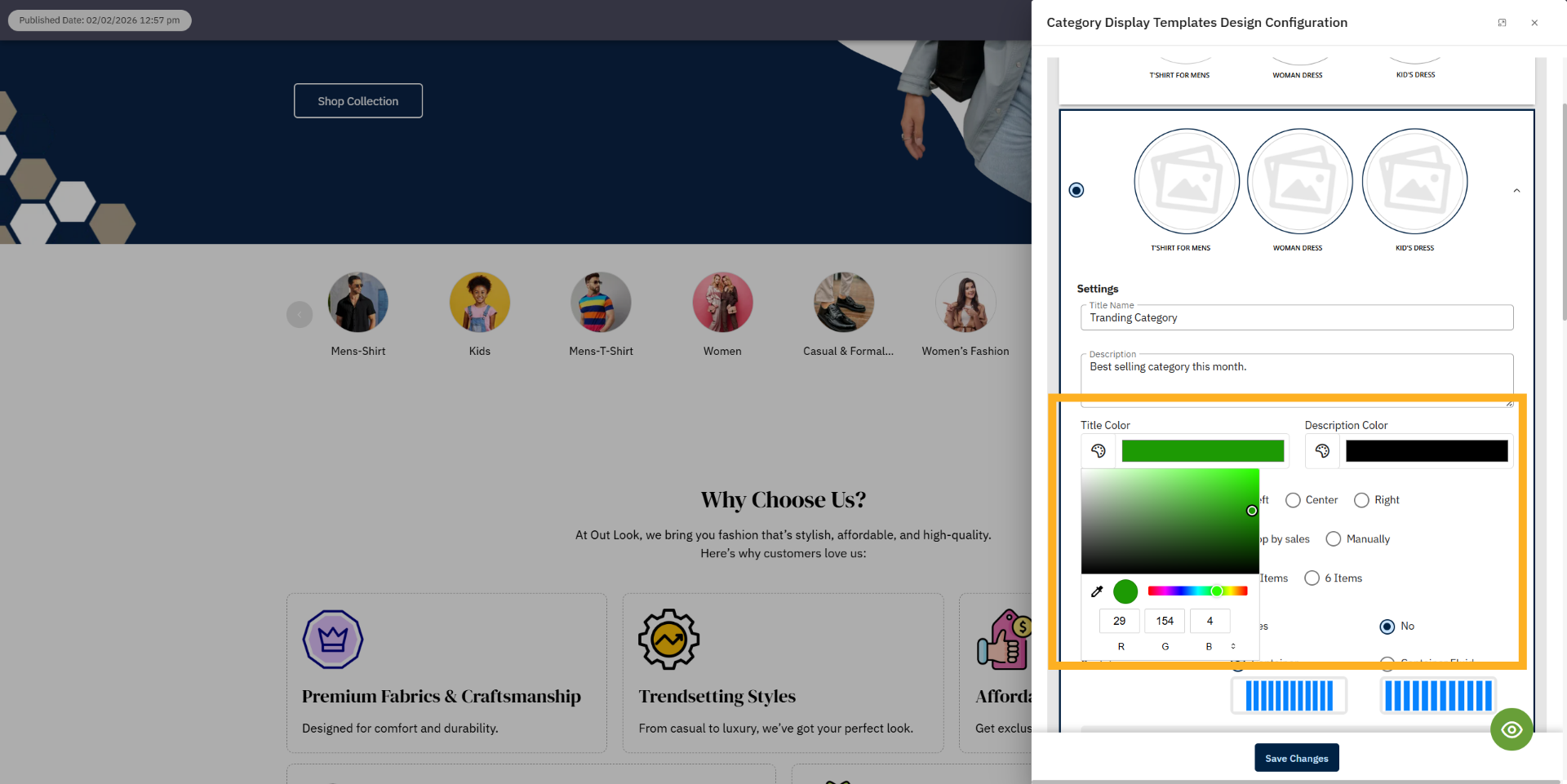 Title Color / Description Color