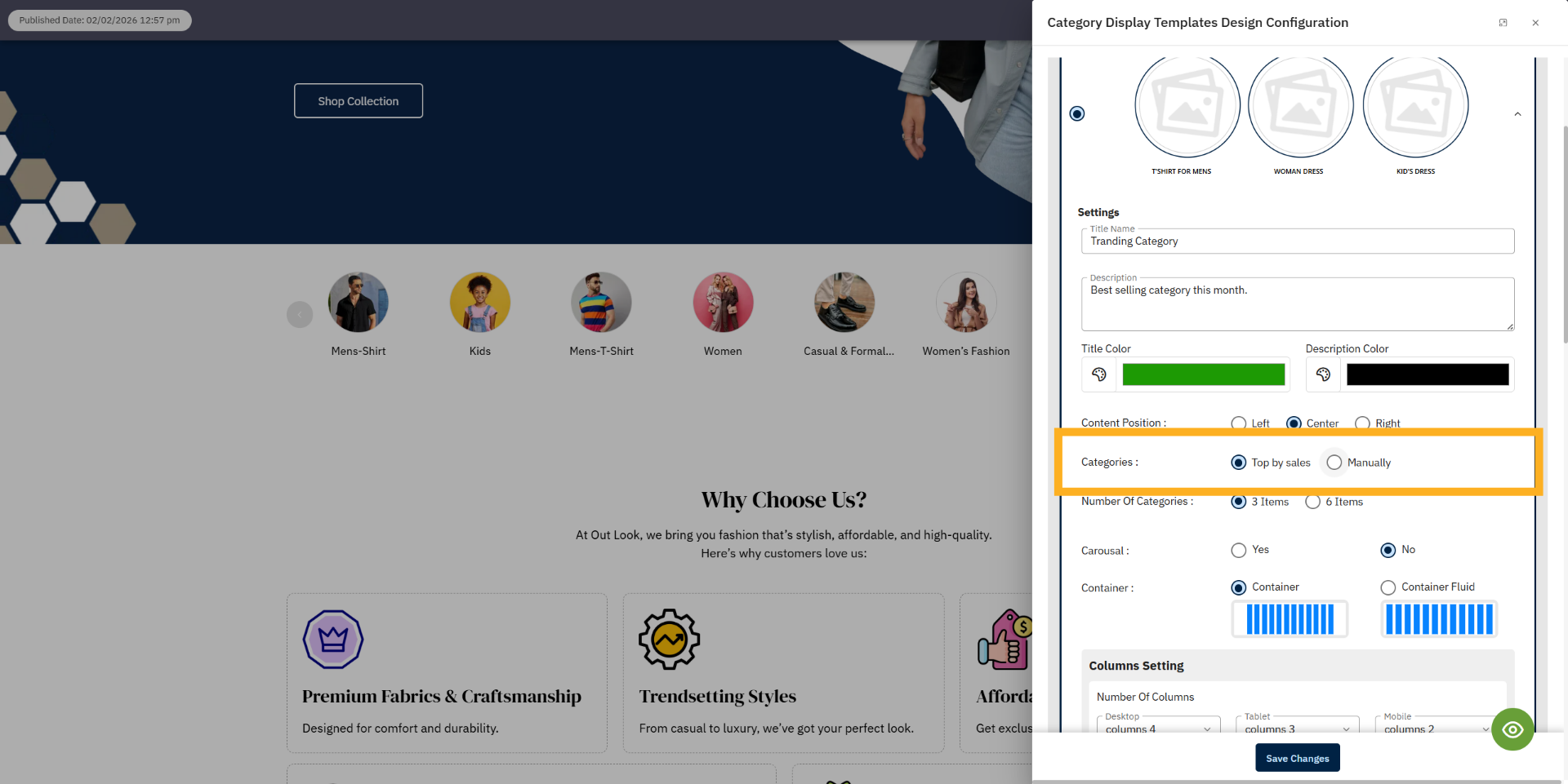 Expand Settings Of Categories