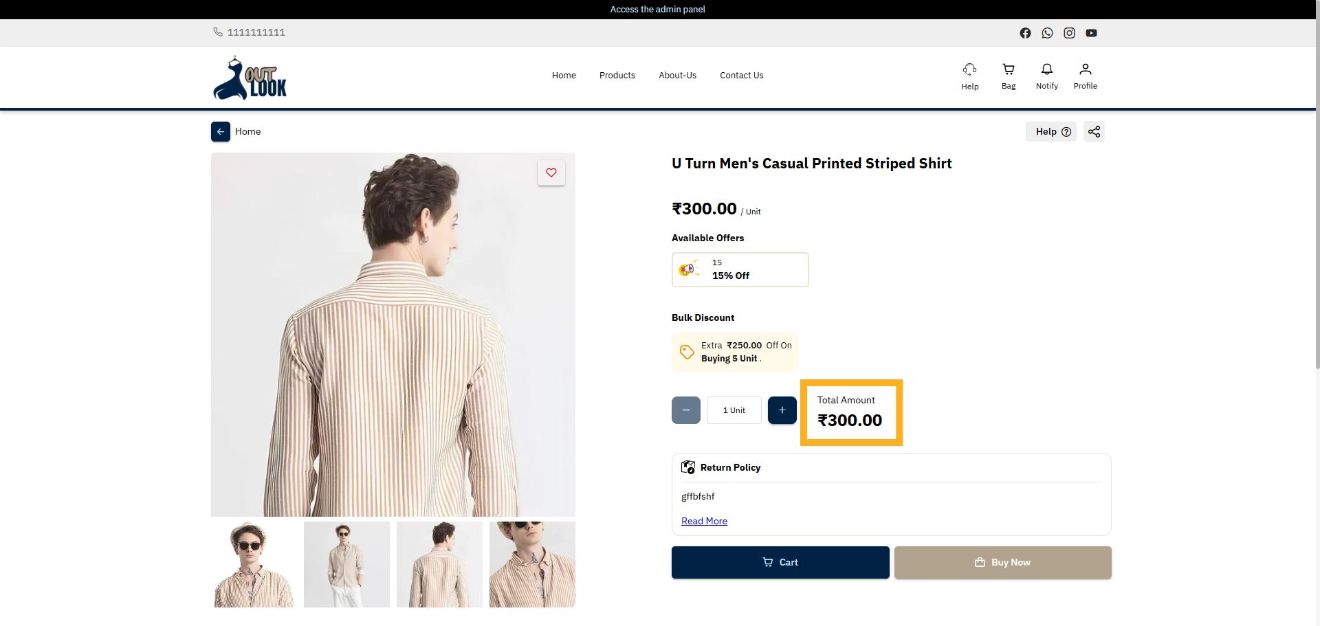 View Total Amount For One Unit