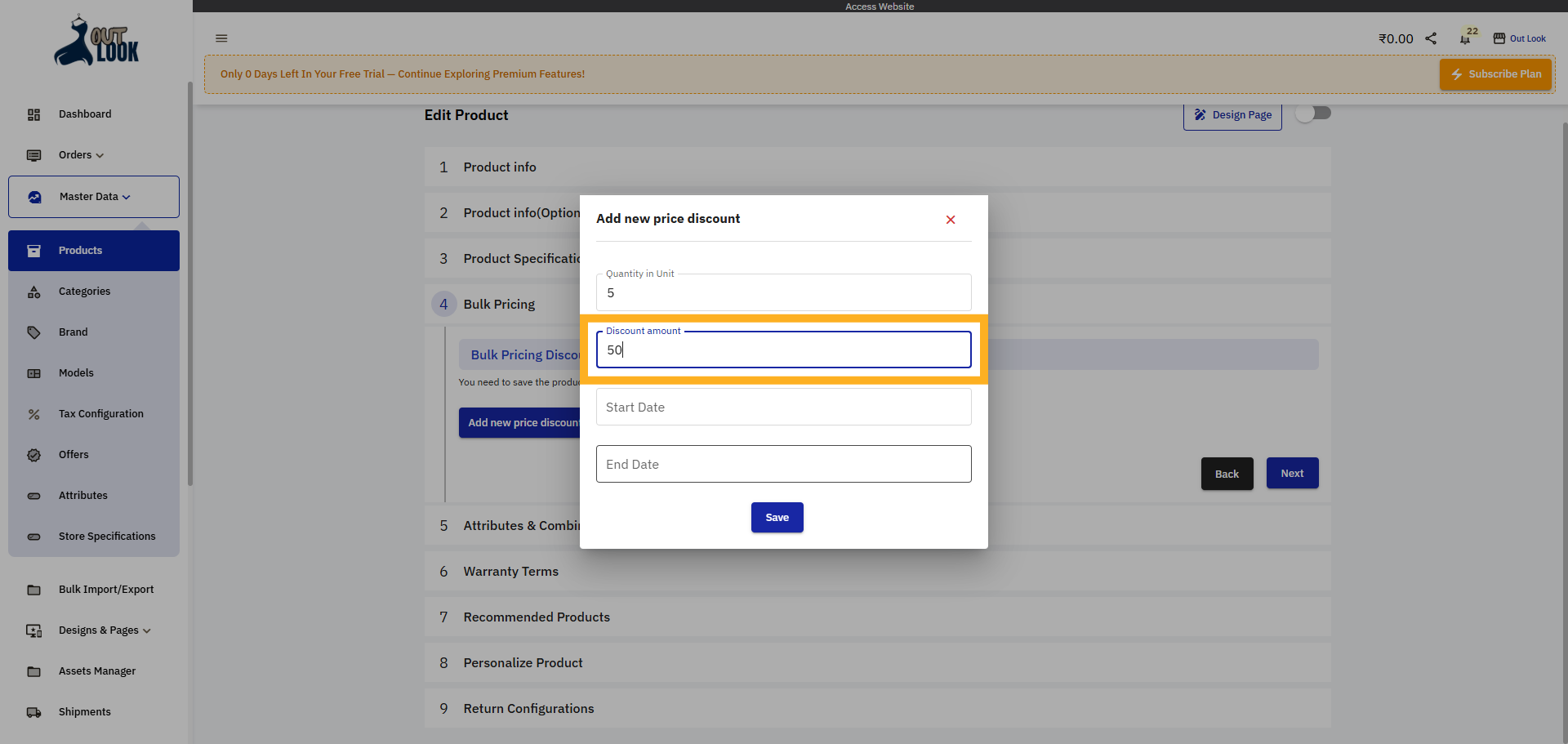 Enter Discount Amount