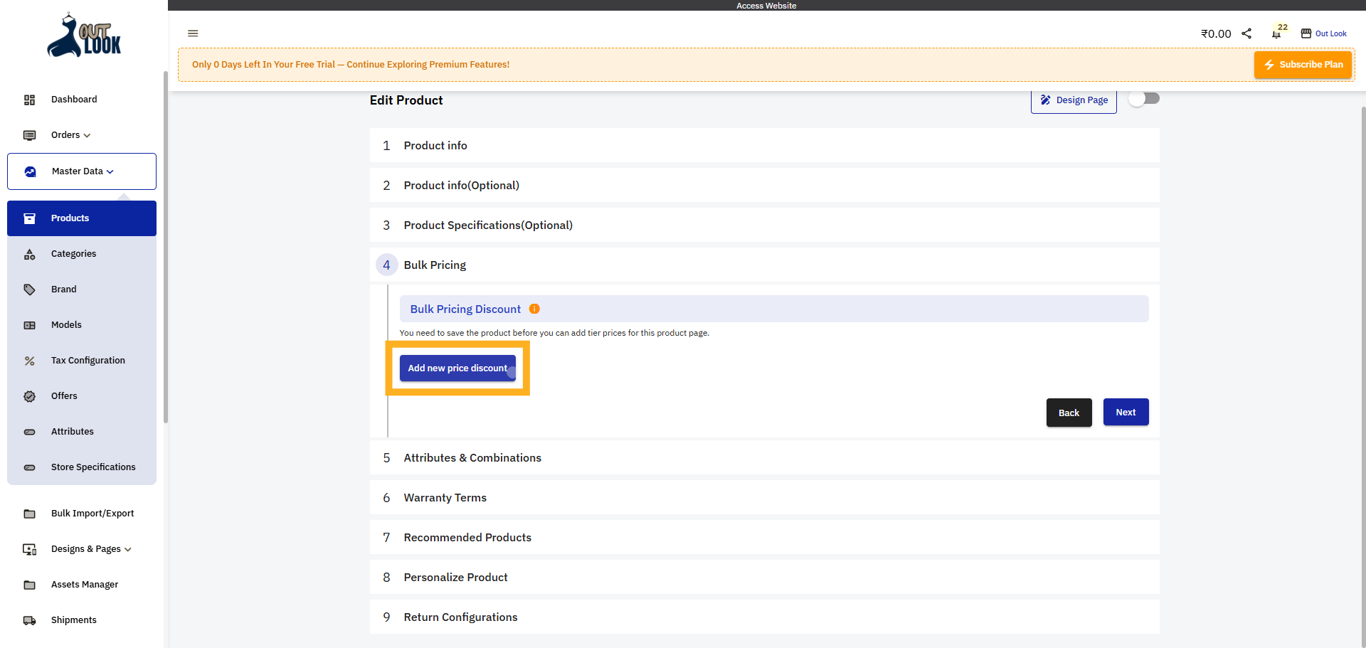 Add New Price Discount