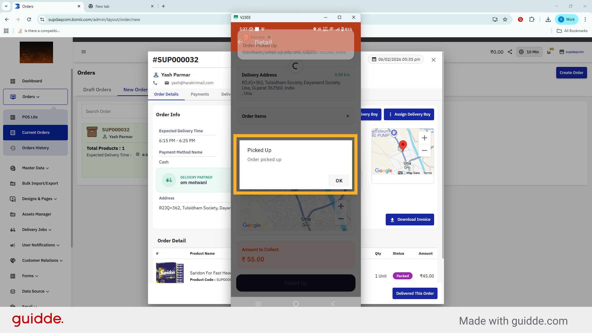 Confirm Pickup Status