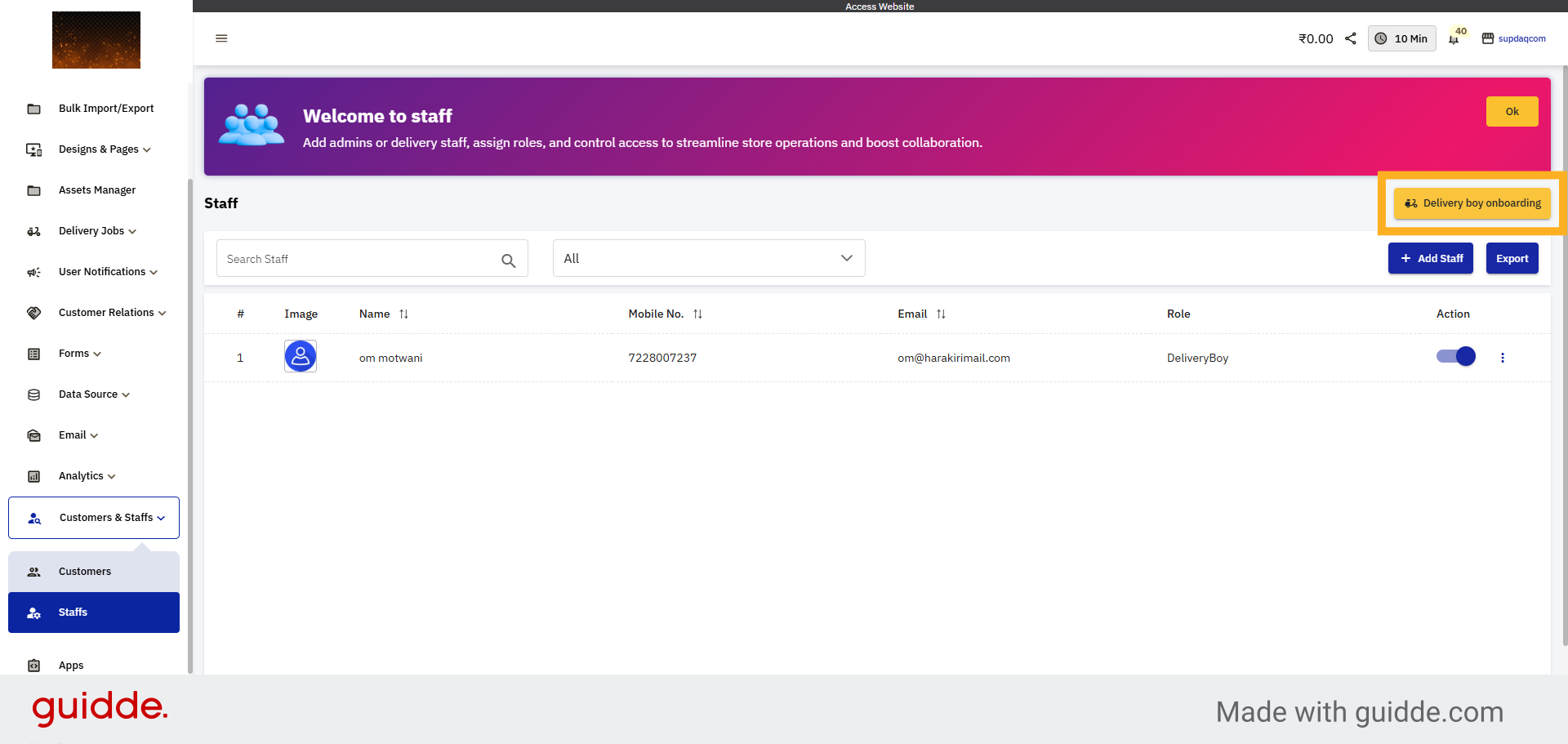 Open Delivery Boy Onboarding