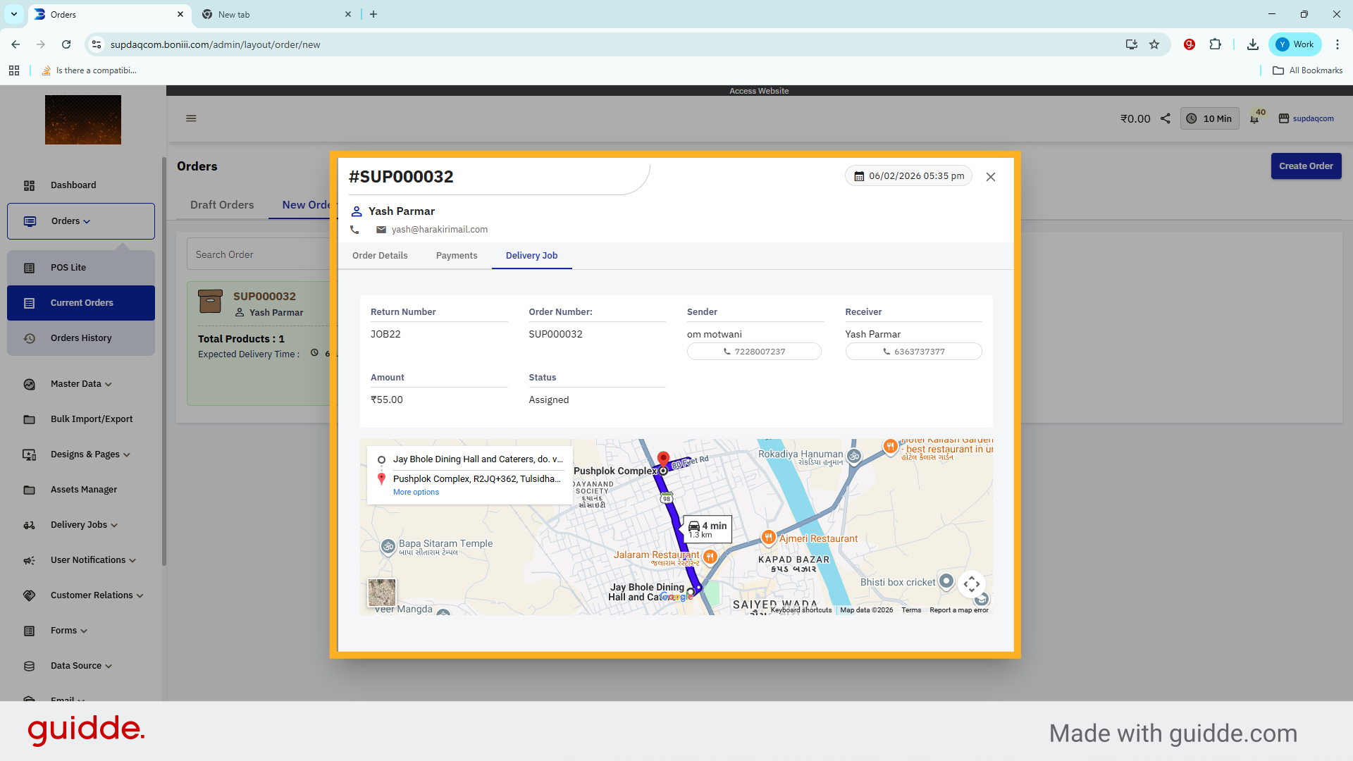 Access Delivery Job Card Details