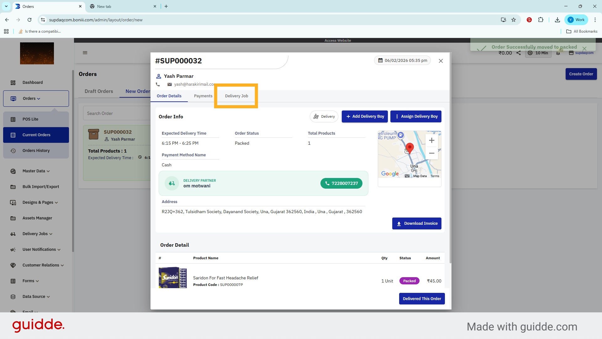 Access Delivery Job Section