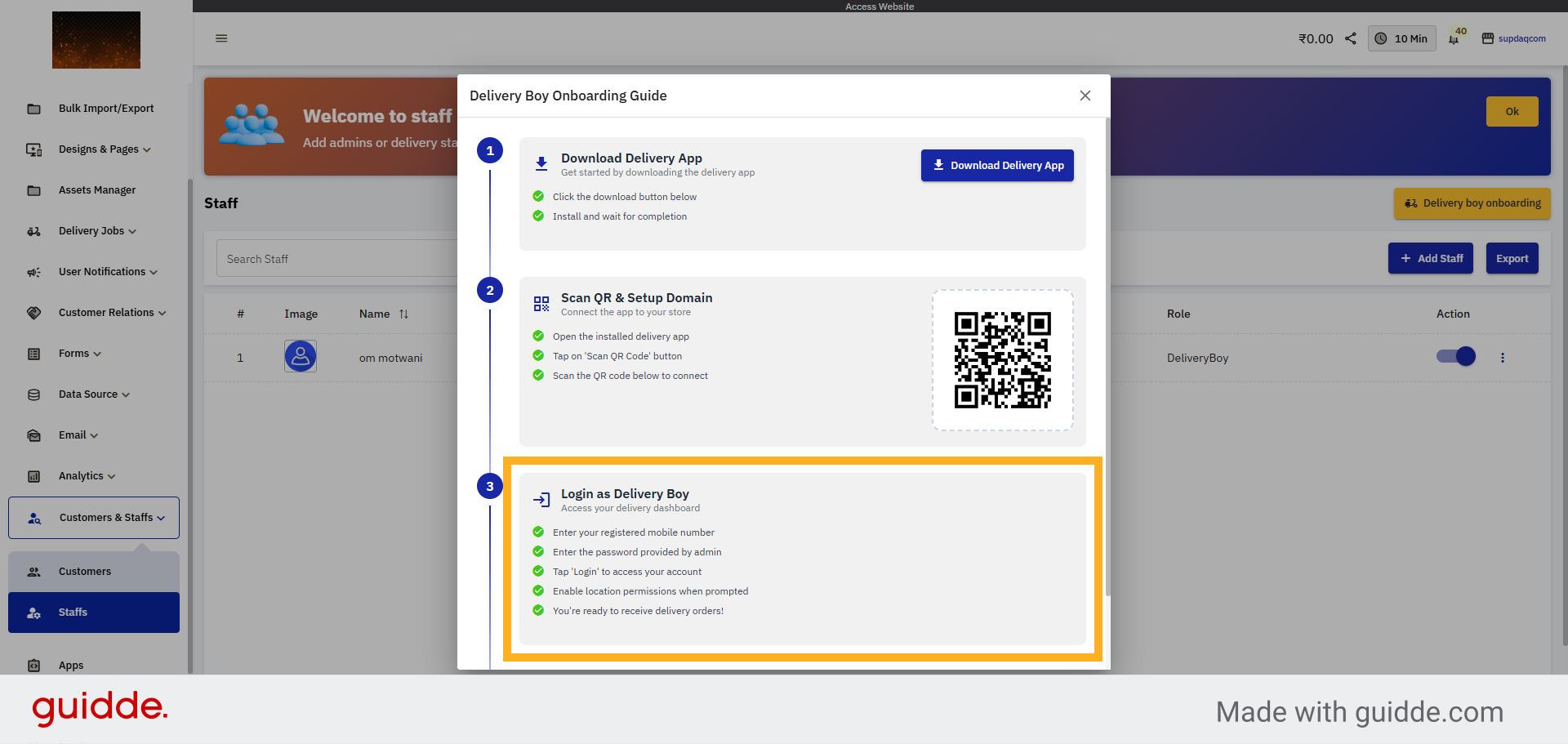 Delivery App Login