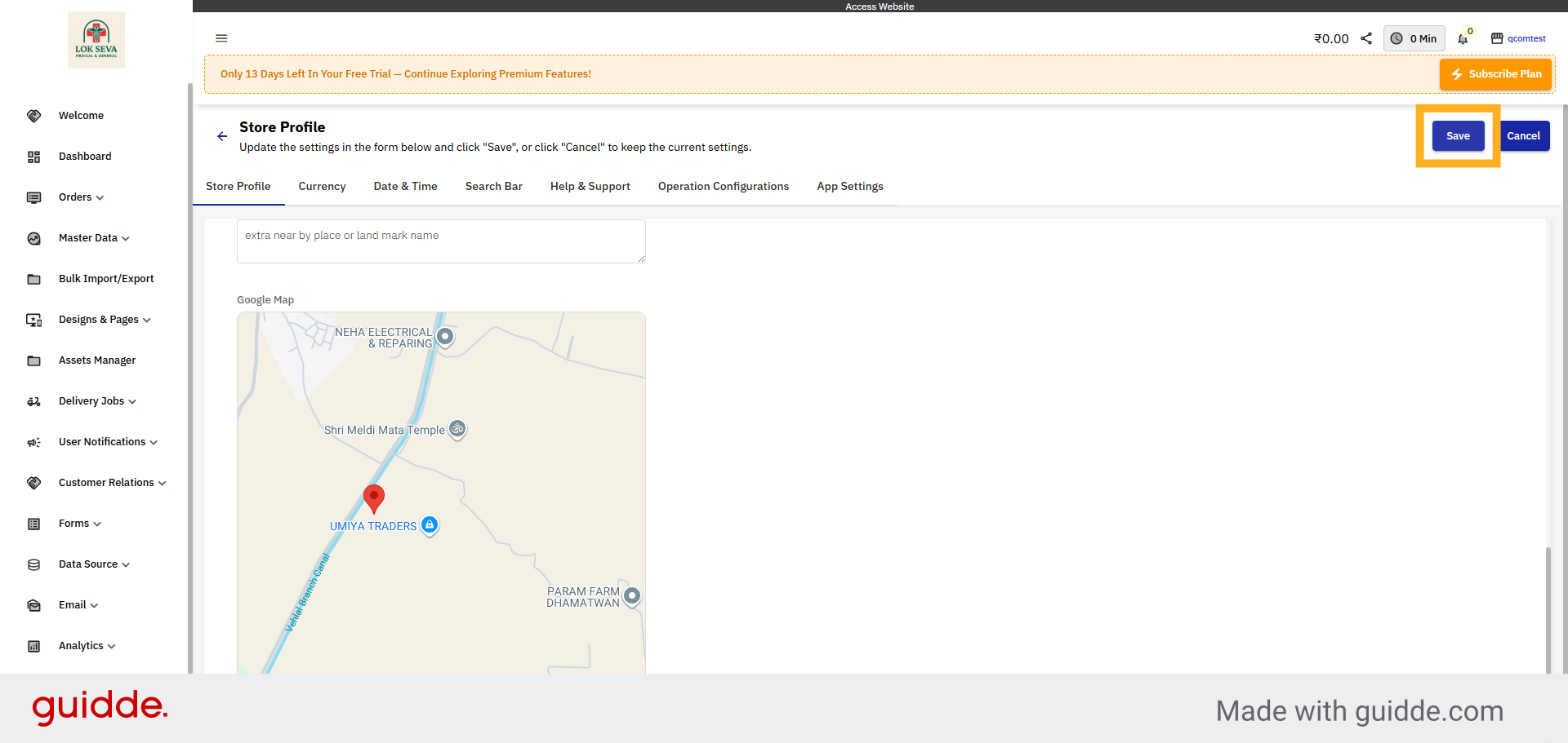Save Business Address