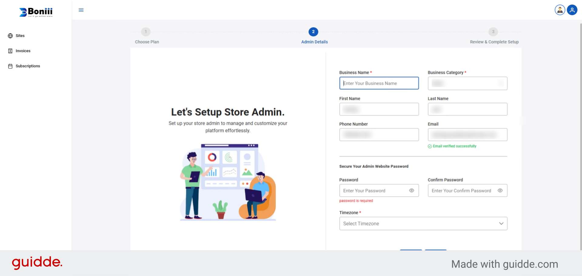 Fill Business Detail Form