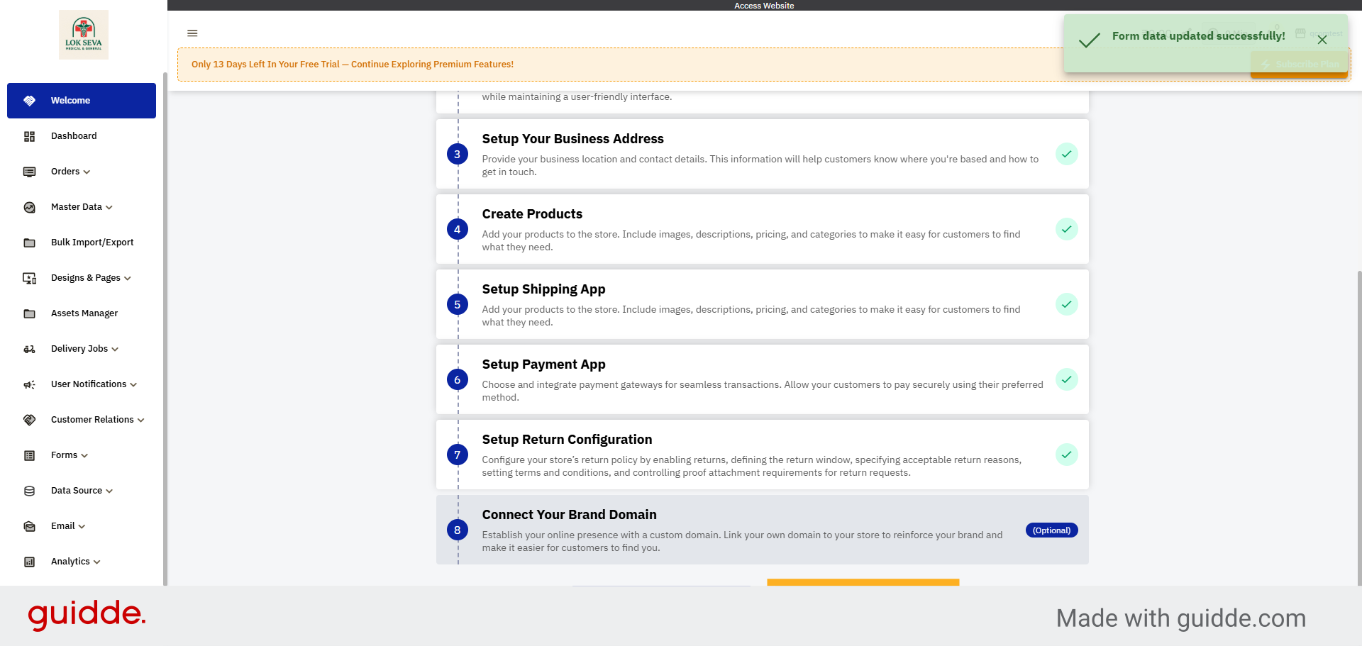 Click Launch Website Button