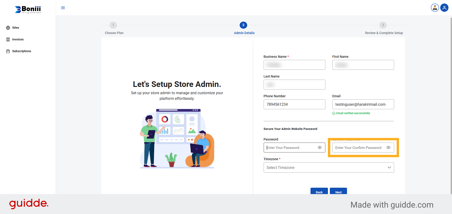 Enter Confirm Password Field