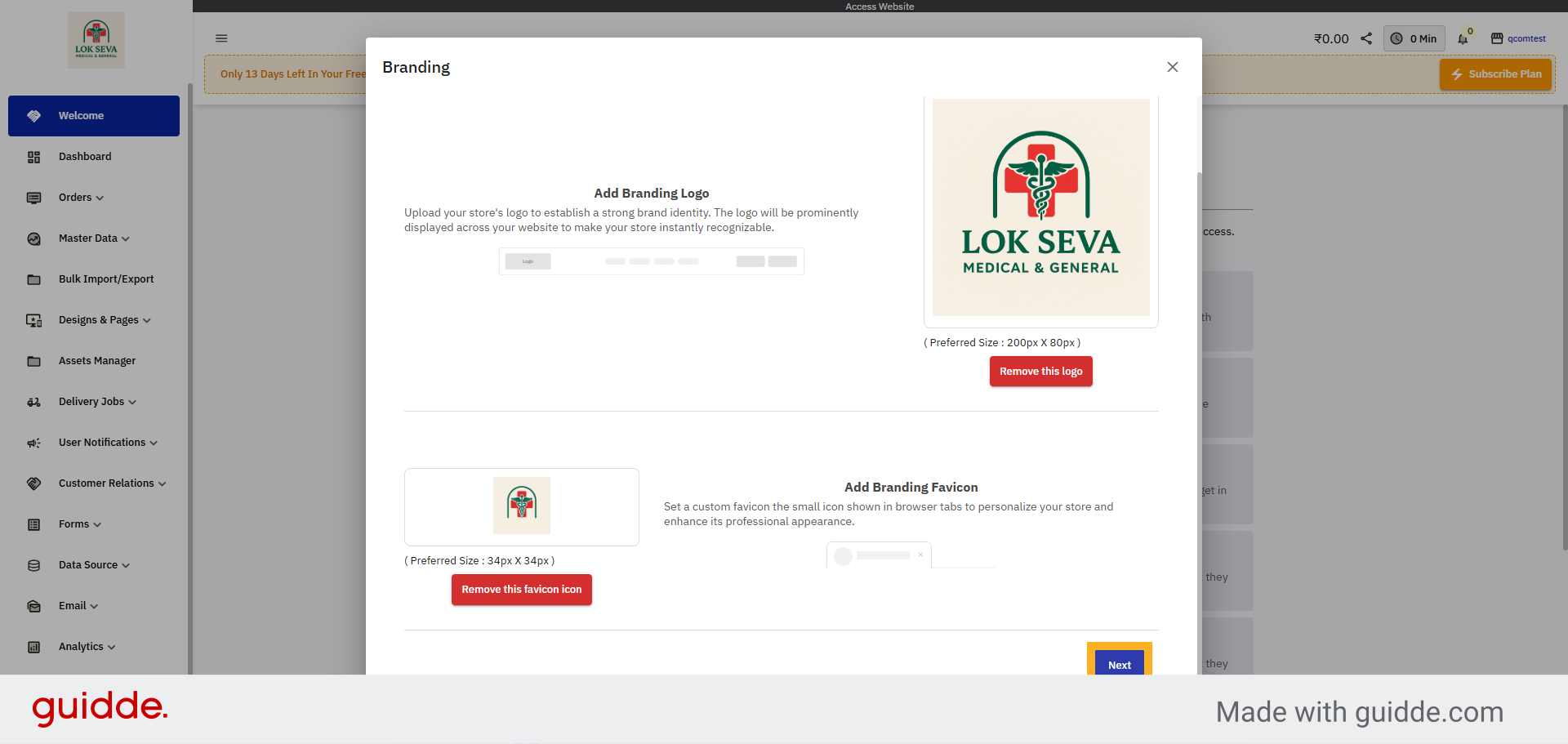 Proceed To Next Branding Step