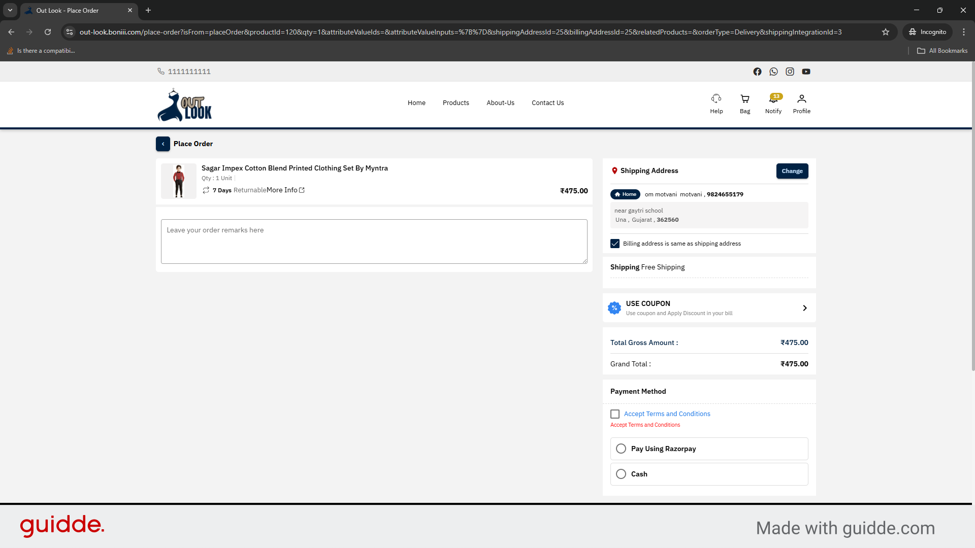 Review Checkout Page