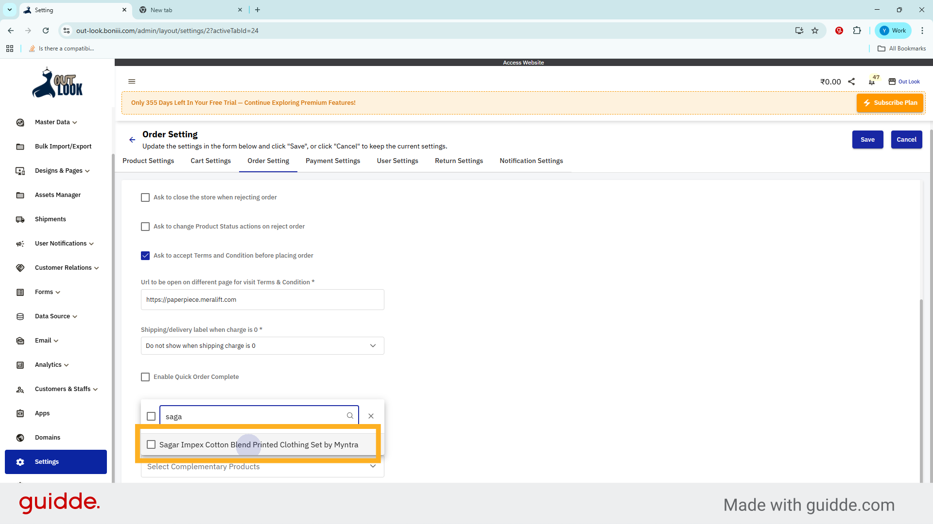 Select Product From Results