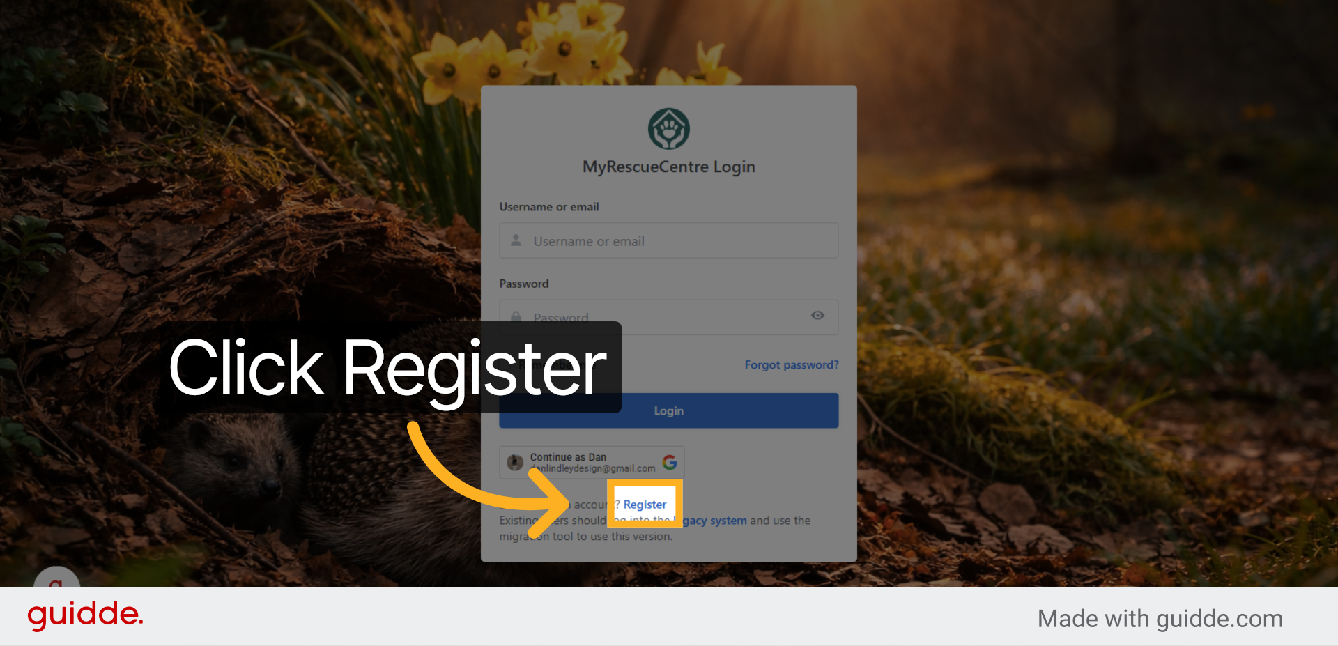 Open Registration Page