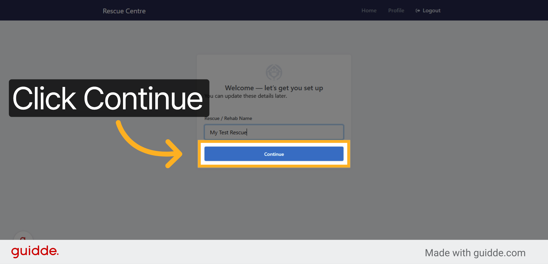Continue Onboarding