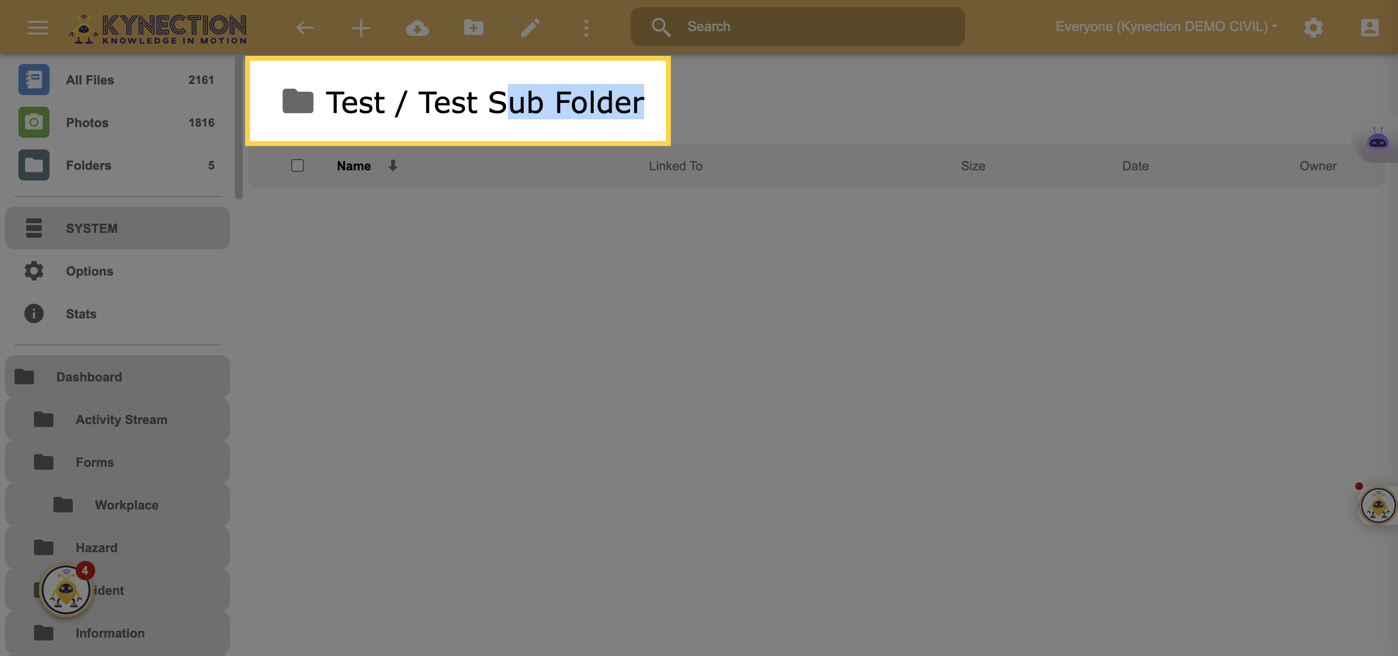 Click 'Test / Test Sub Folder'