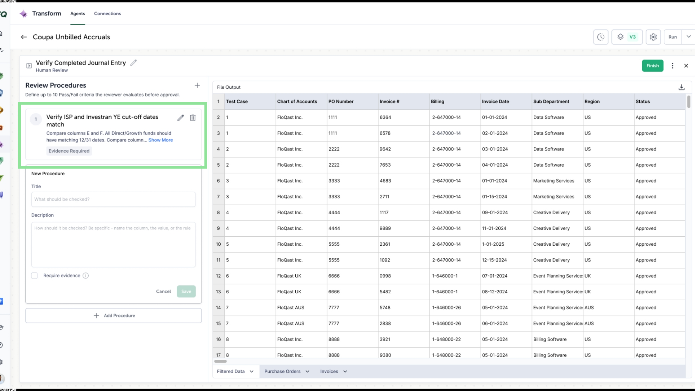 A reviewer documenting and attesting to a procedure item