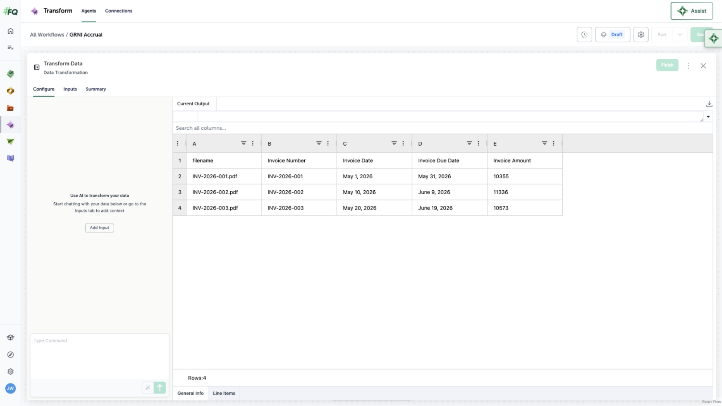 Extracted data available in a downstream block