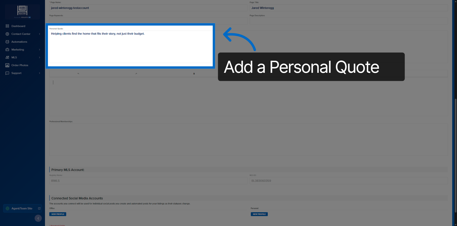 Add Your Personal Quote