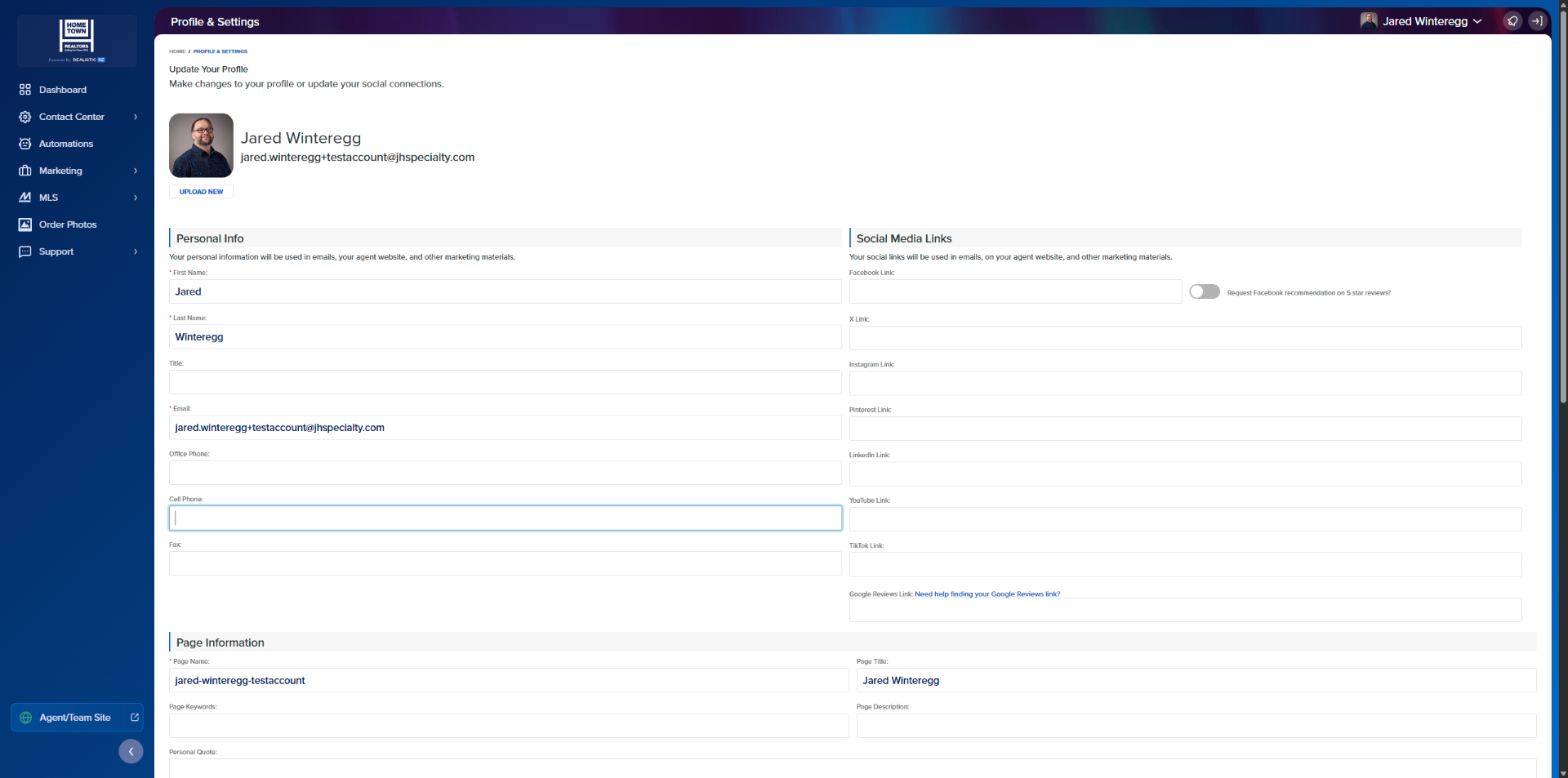 Return to Profile Settings