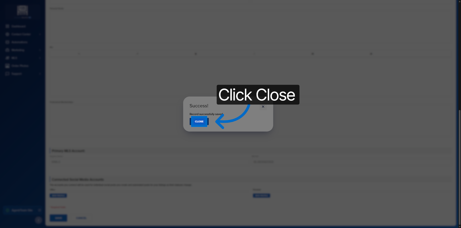 Close Upload Dialog