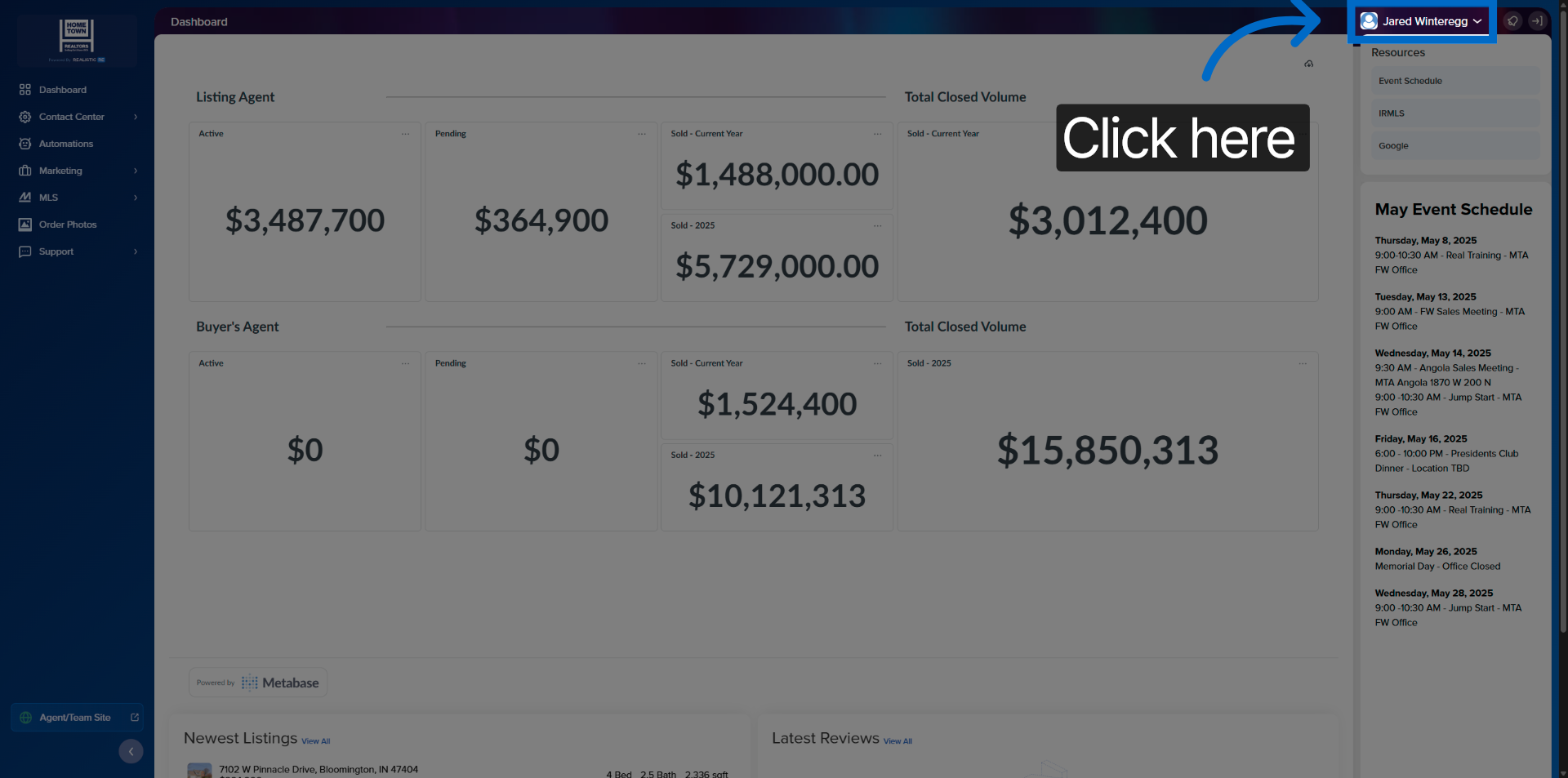Access Dashboard Menu