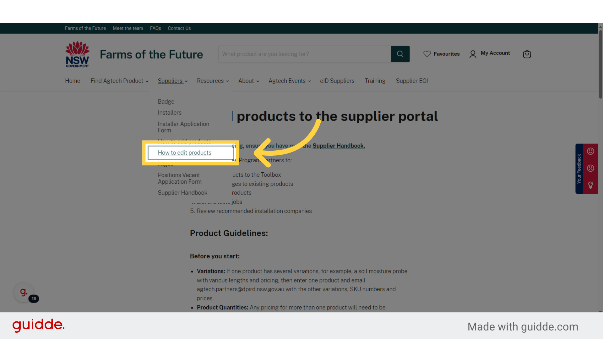Click 'How to edit products'