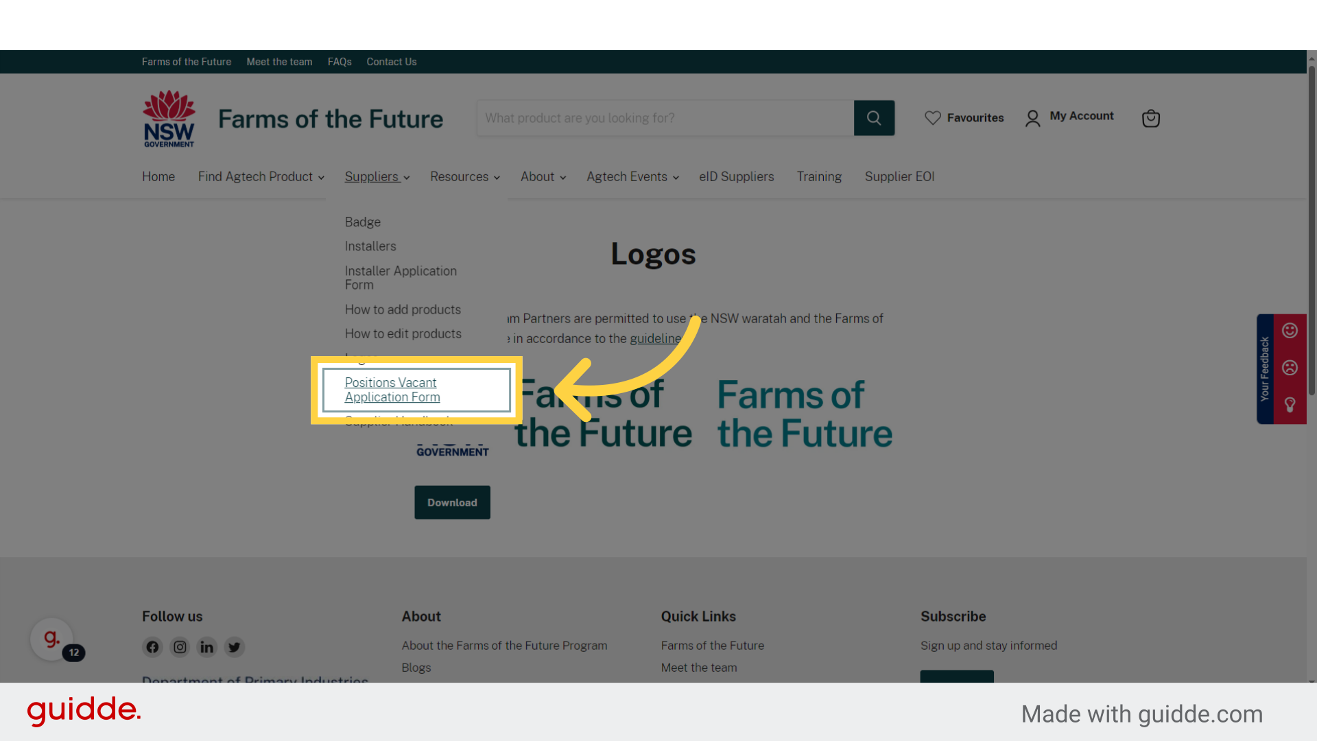 Click 'Positions Vacant Application Form'
