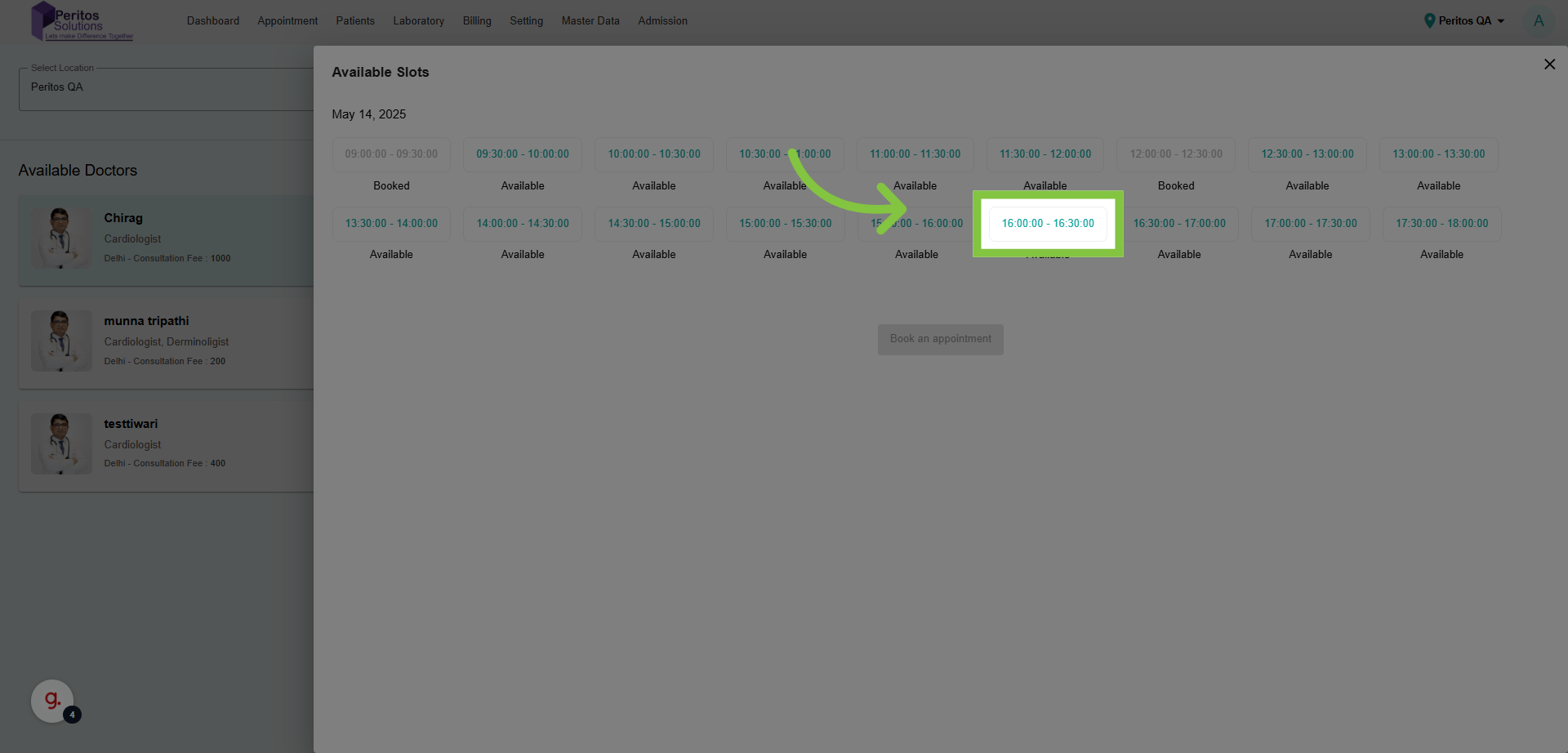 Click '16:00:00 - 16:30:00'