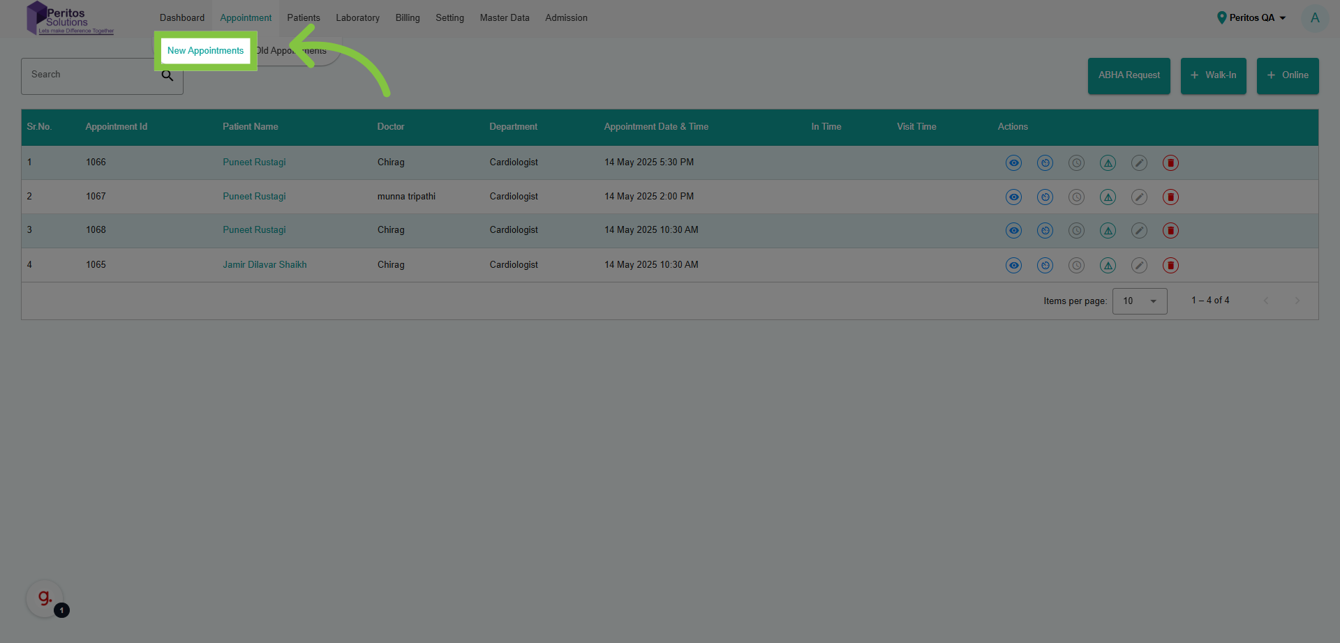 Click 'New Appointments'