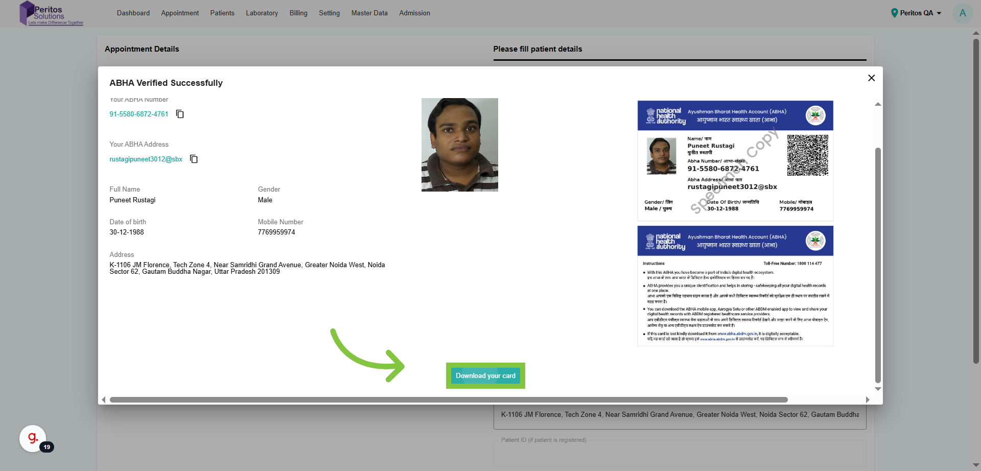 Click 'Download your card'