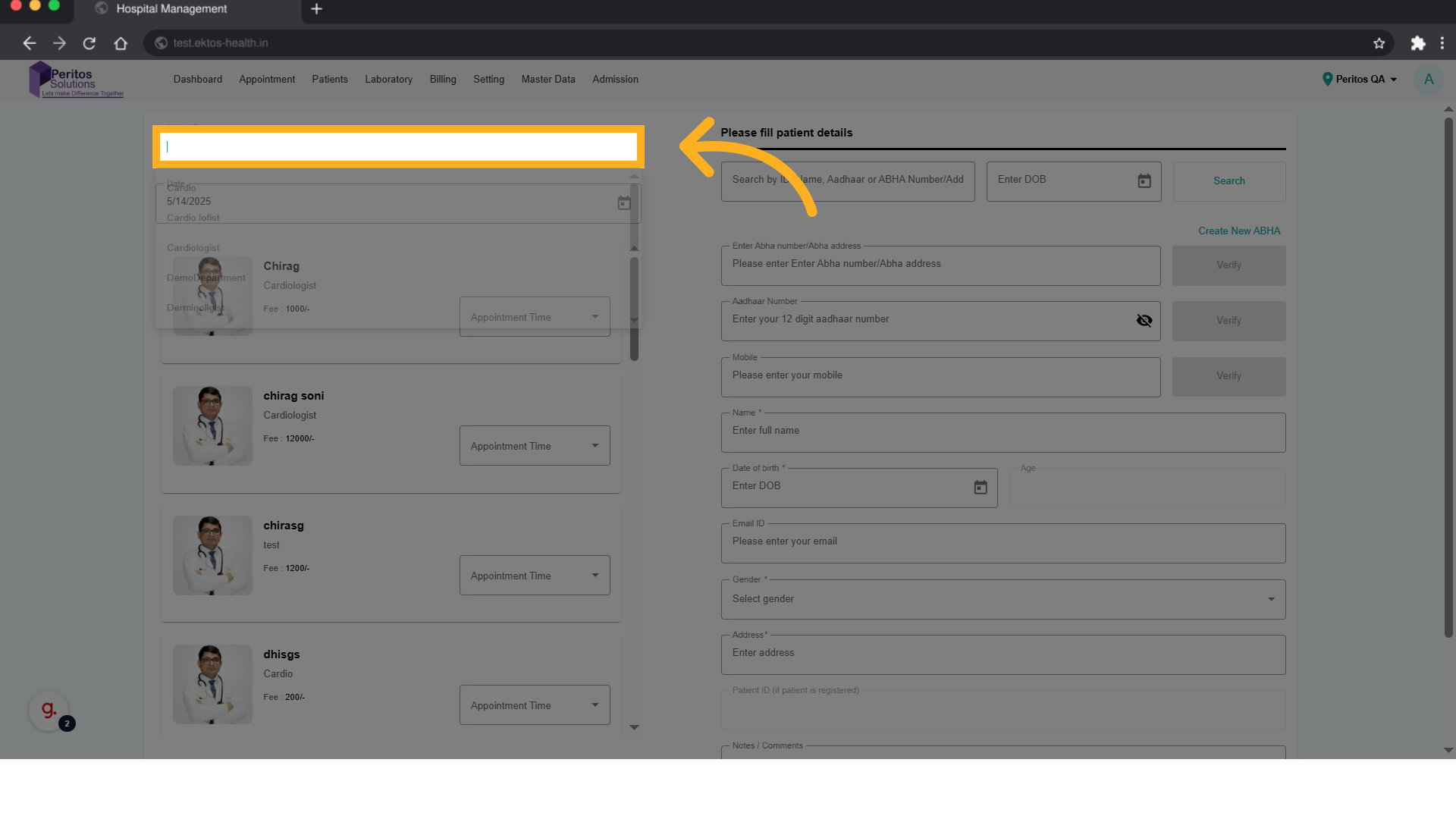 Click 'Select Department'