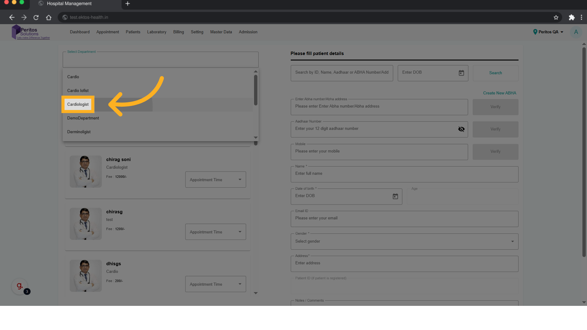 Click 'Cardiologist'
